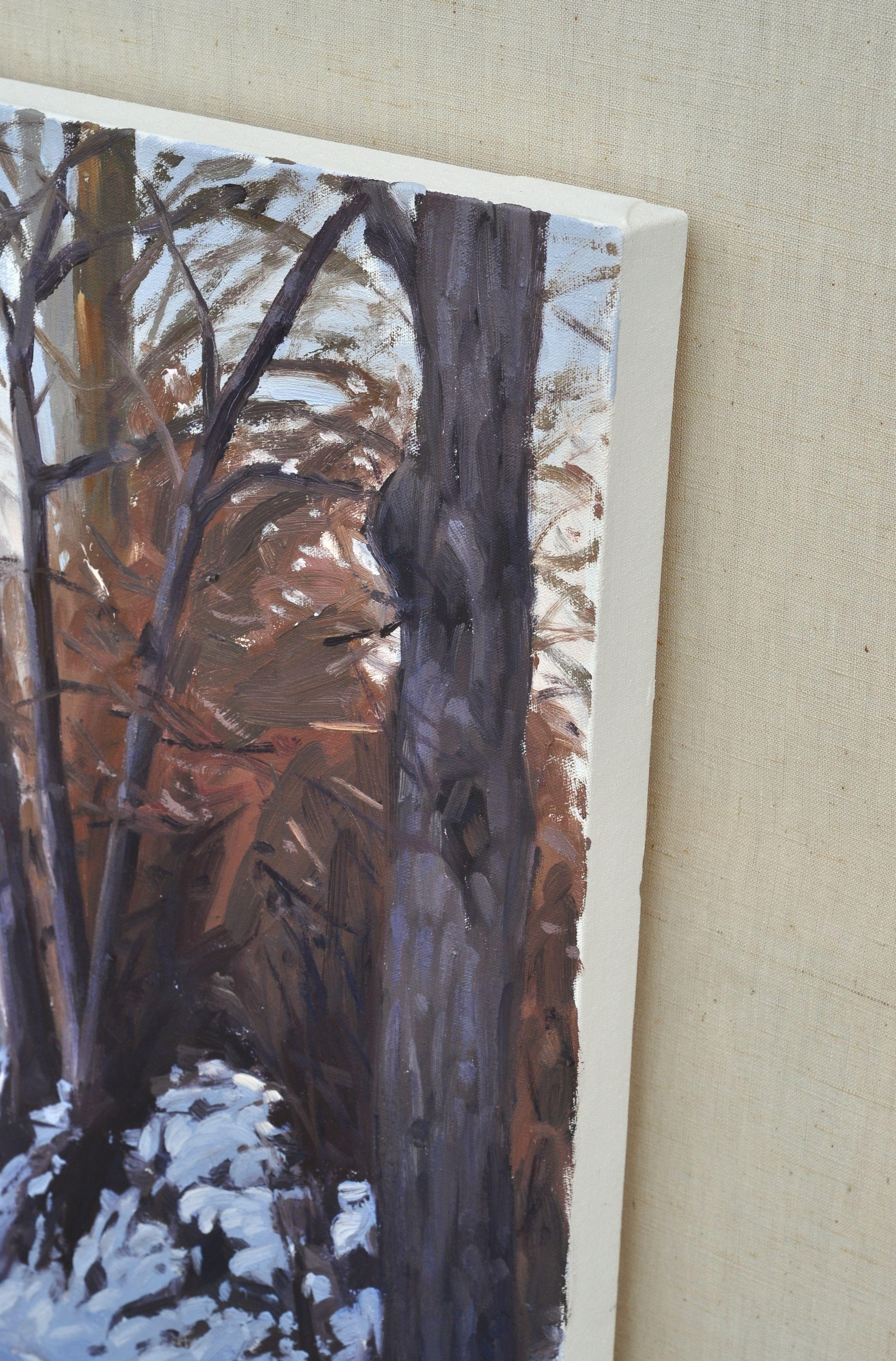 January 7, path in the snow at Saint Vincent, Painting, Oil on Canvas 4