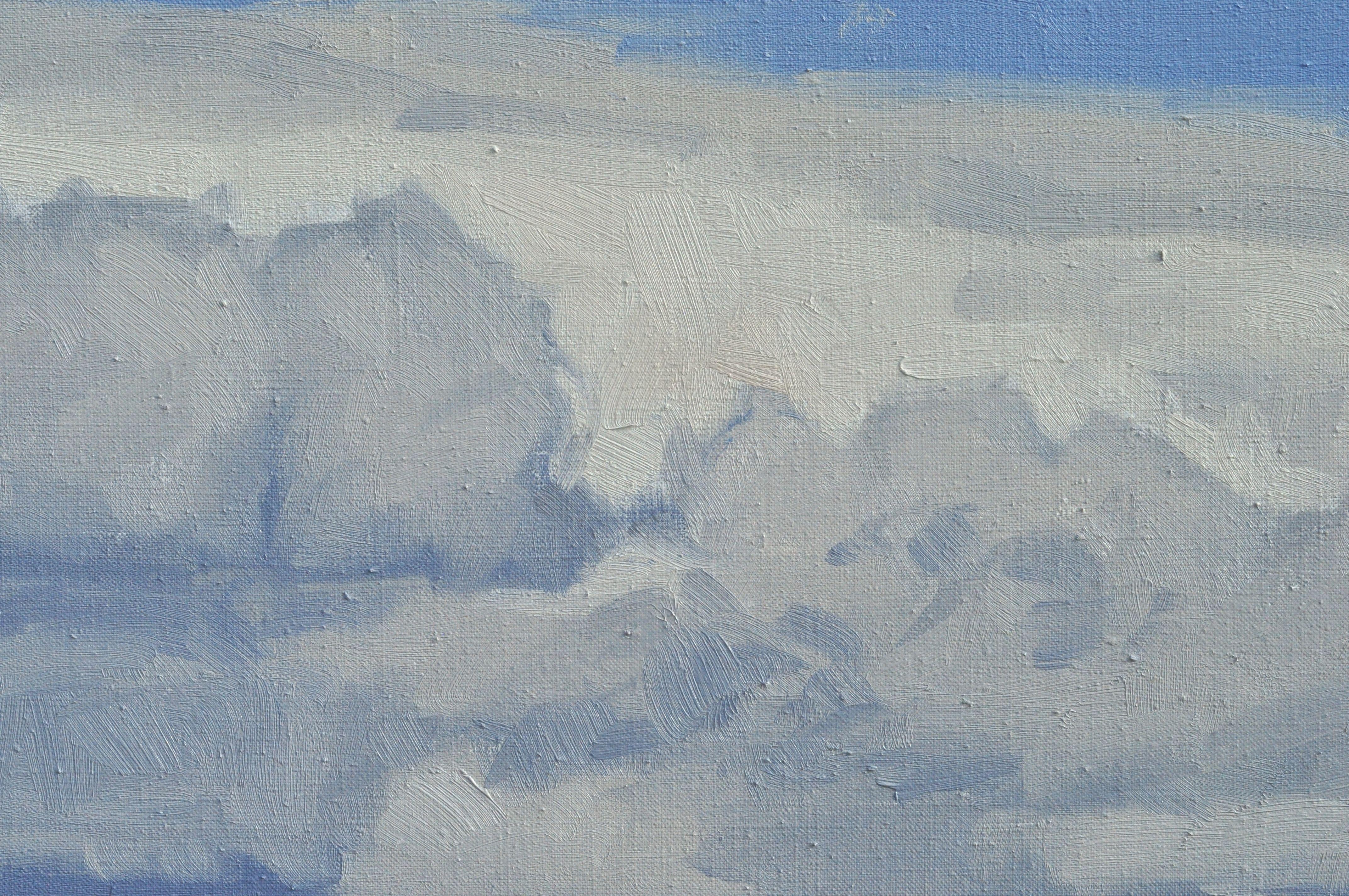Landschaft der Auvergne, Frankreich.    In diesem Werk habe ich versucht, die wilde und bewahrte Essenz des MÃ©zenc-Massivs einzufangen. Ich habe versucht, die Majestät der Landschaft durch kräftige Berührungen und scharfe Kontraste wiederzugeben,