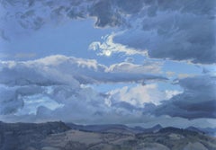 10 ottobre, sorgere della luna sulle montagne, Pittura, Olio su tela