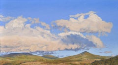 14 ottobre, nuvole sulle montagne, luce della sera, Pittura, Olio su tela