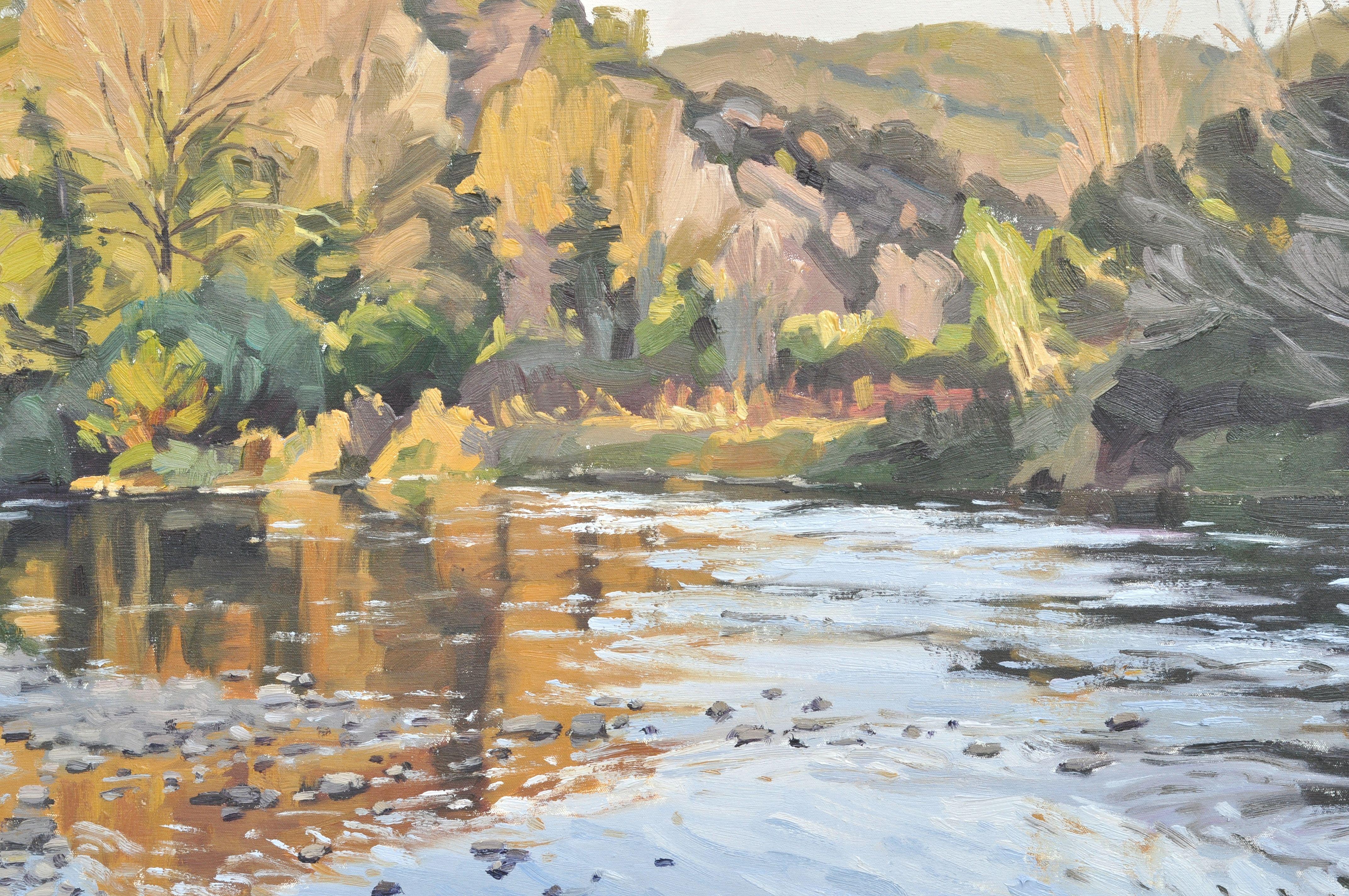 Oktober 21, Loire in Cheyrac, Abendlicht, Gemälde, Öl auf Leinwand (Impressionismus), Painting, von Anne Baudequin