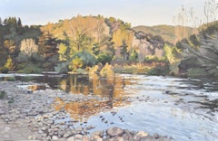 October 21, the Loire at Cheyrac, evening light, Painting, Oil on Canvas