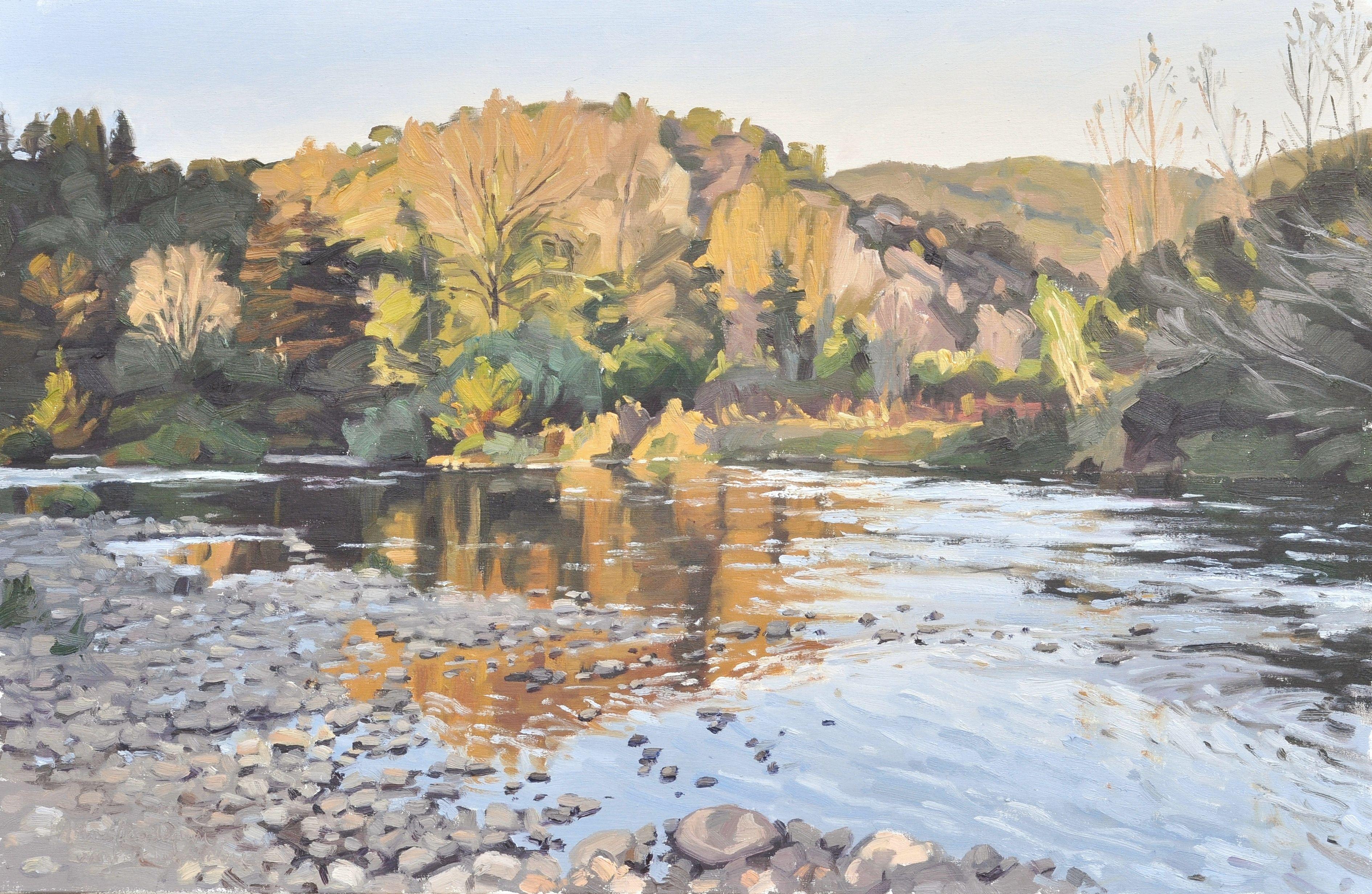 October 21, the Loire at Cheyrac, evening light, Painting, Oil on Canvas