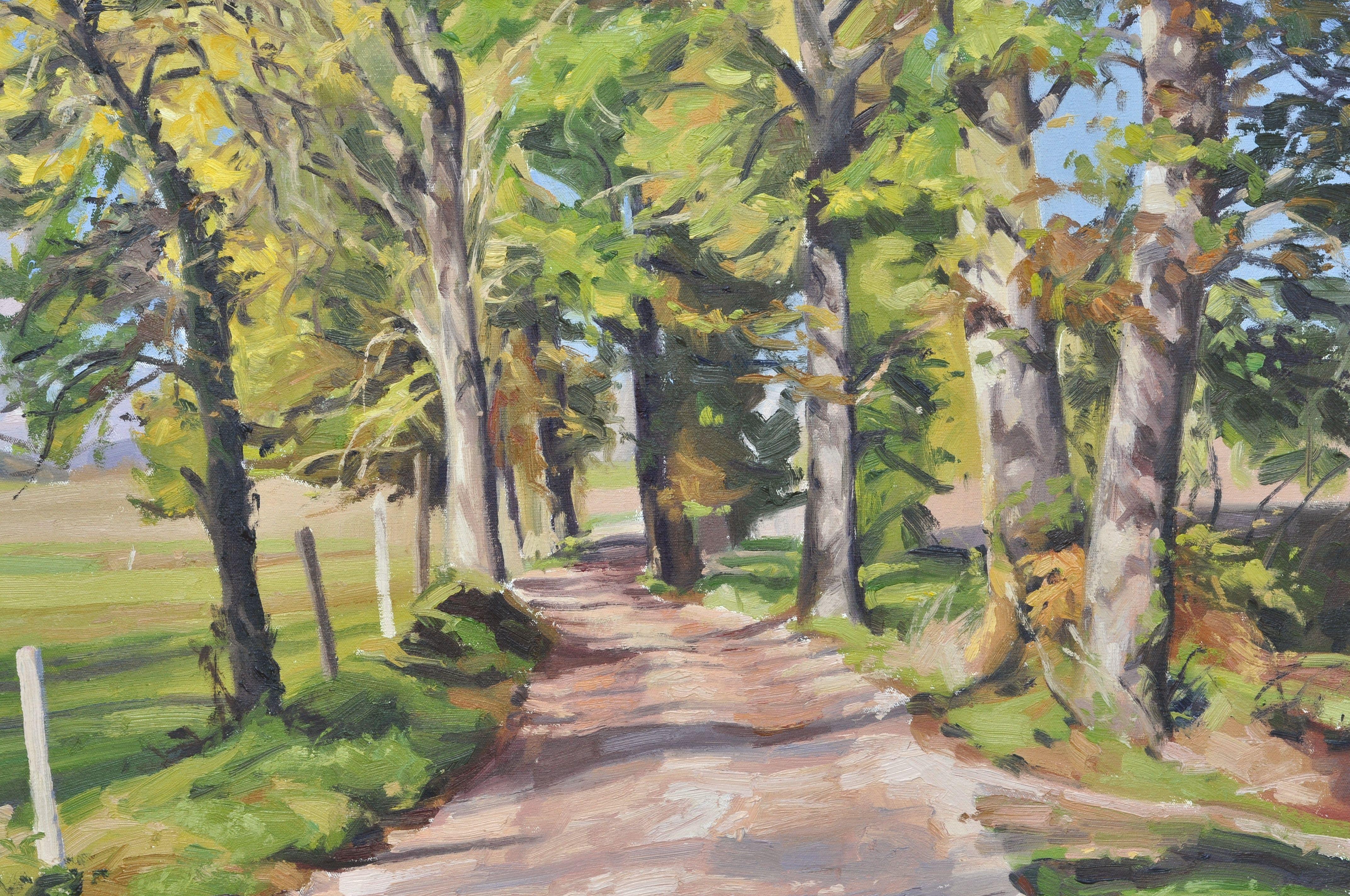 October 24, country lane in Saint Vincent, Painting, Oil on Canvas For Sale 1