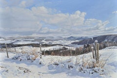 Path in the snow, Saint Julien du Pinet, Painting, Oil on Canvas