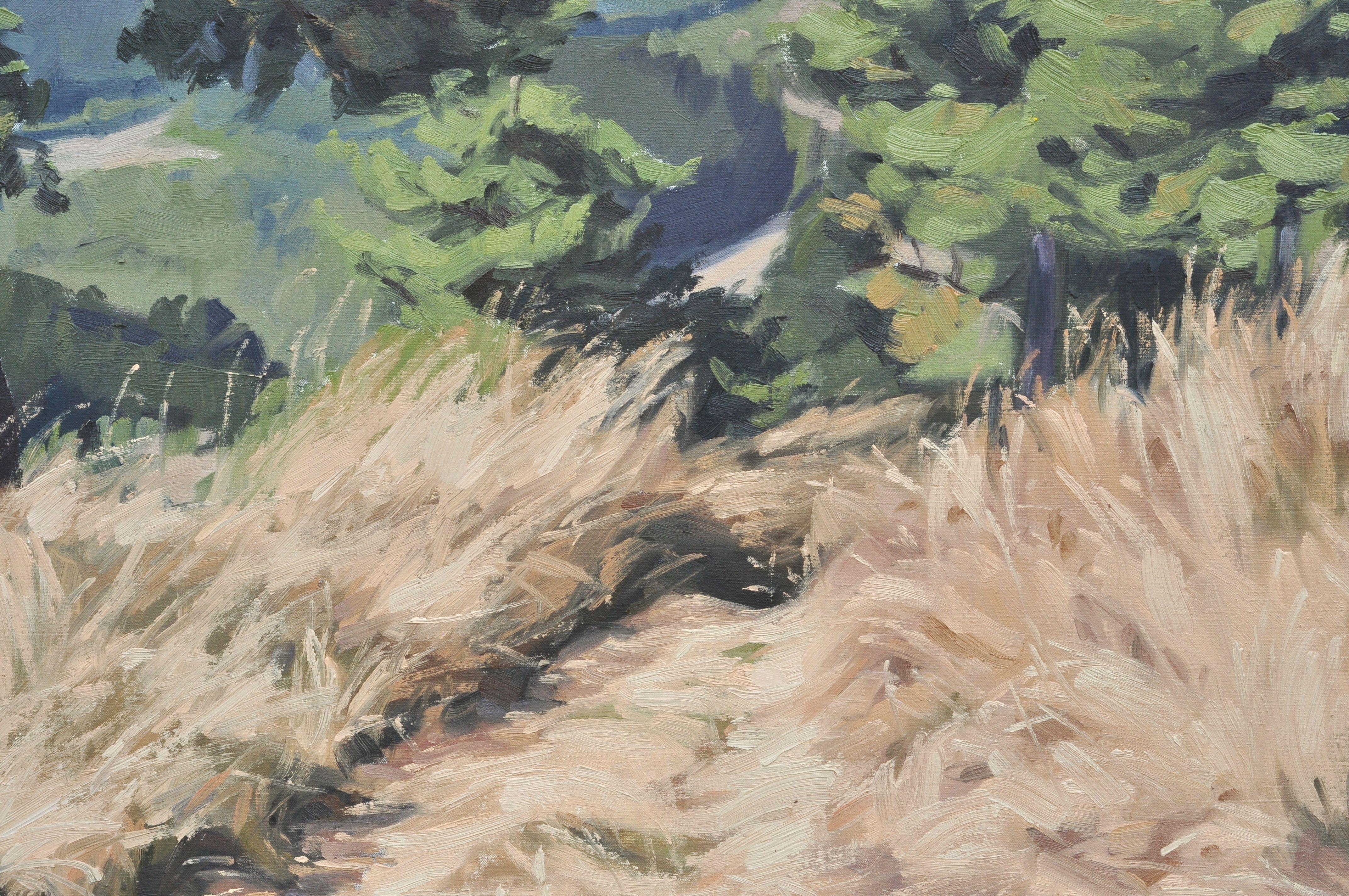 September 10, Kiefer über dem Tal, Gemälde, Öl auf Leinwand im Angebot 1