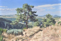 September 10, pine above the valley, Painting, Oil on Canvas