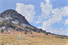 September 13, cows at the Mont Gerbier de Jonc, Painting, Oil on Canvas