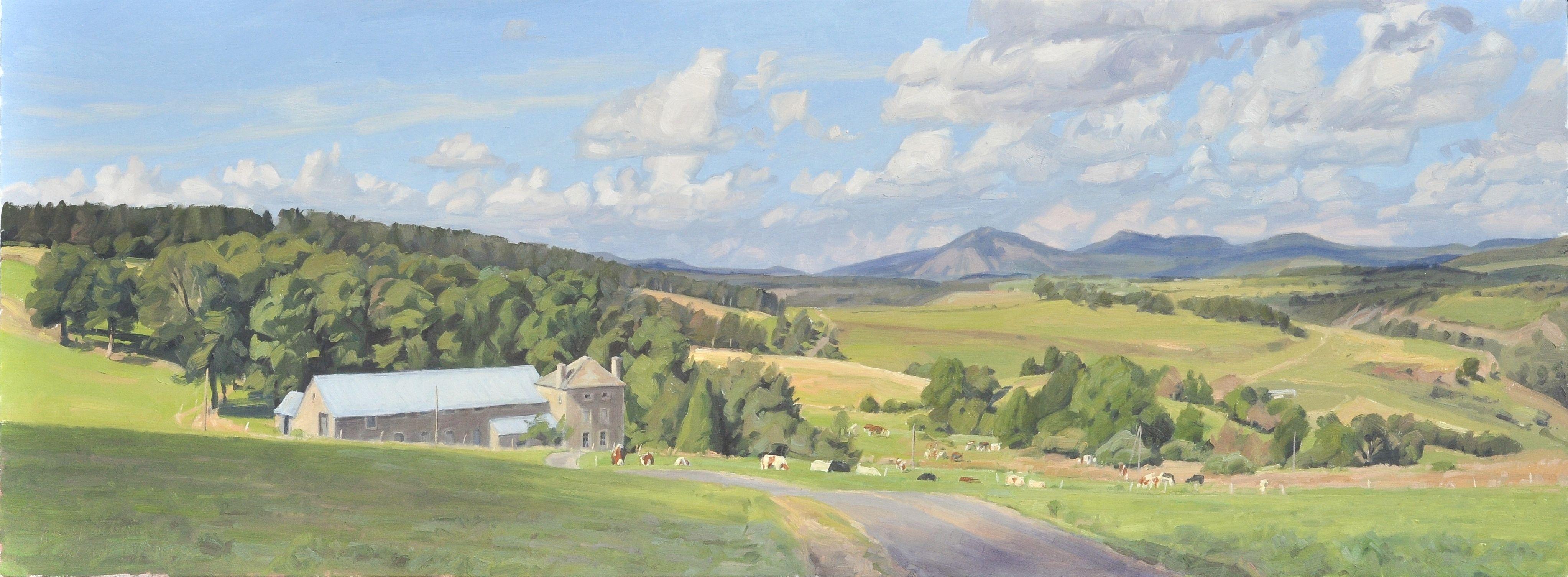 Landscape of Auvergne, in the very heart of France. This landscape is painted â€œalla primaâ€
