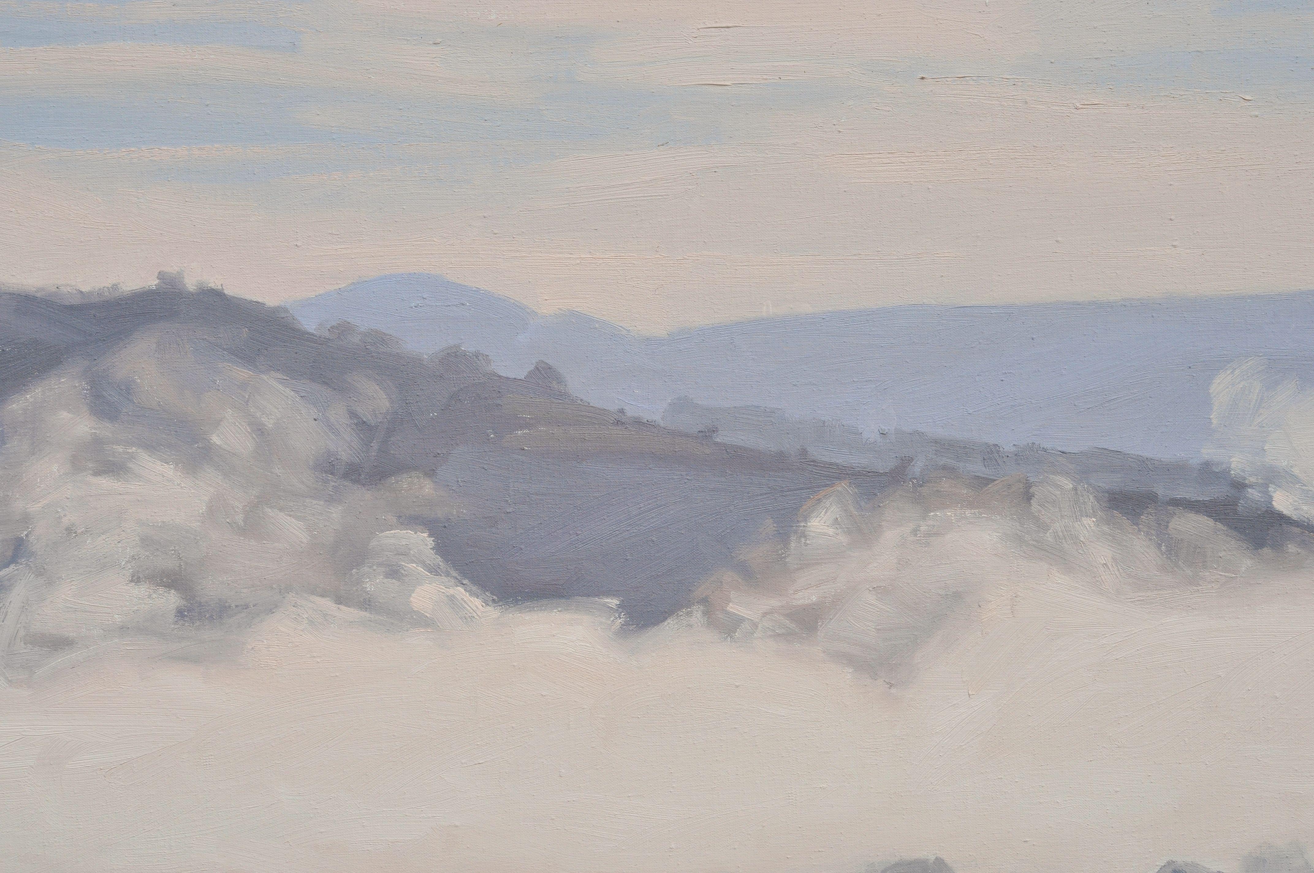 September 6, Loire Valley, morning mist, Painting, Oil on Canvas For Sale 2