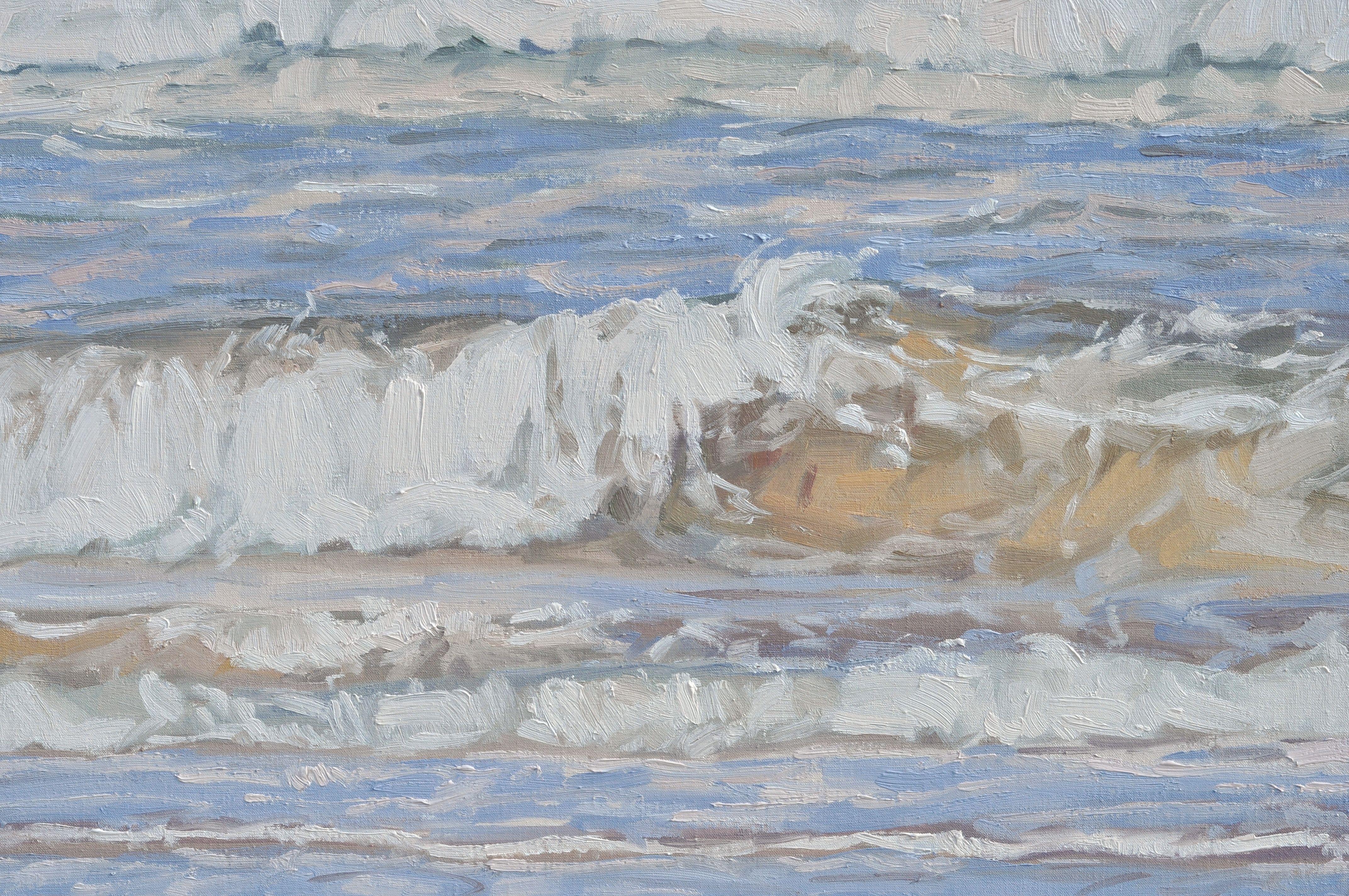 Waves in the morning light, Gemälde, Öl auf Leinwand (Realismus), Painting, von Anne Baudequin