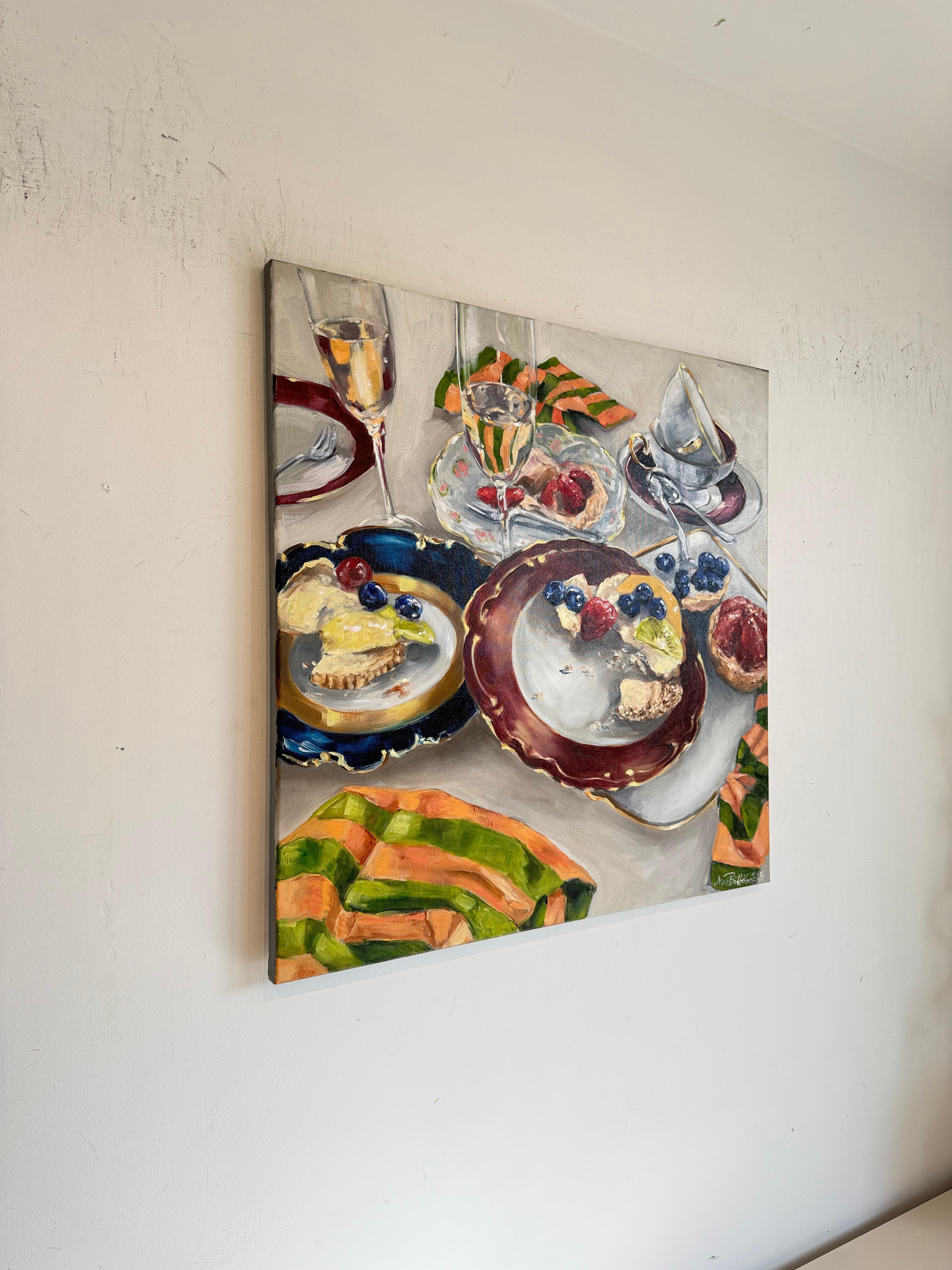 Nach der Party von Anne Böddeker - zeitgenössisches stillleben ölgemälde im Angebot 9