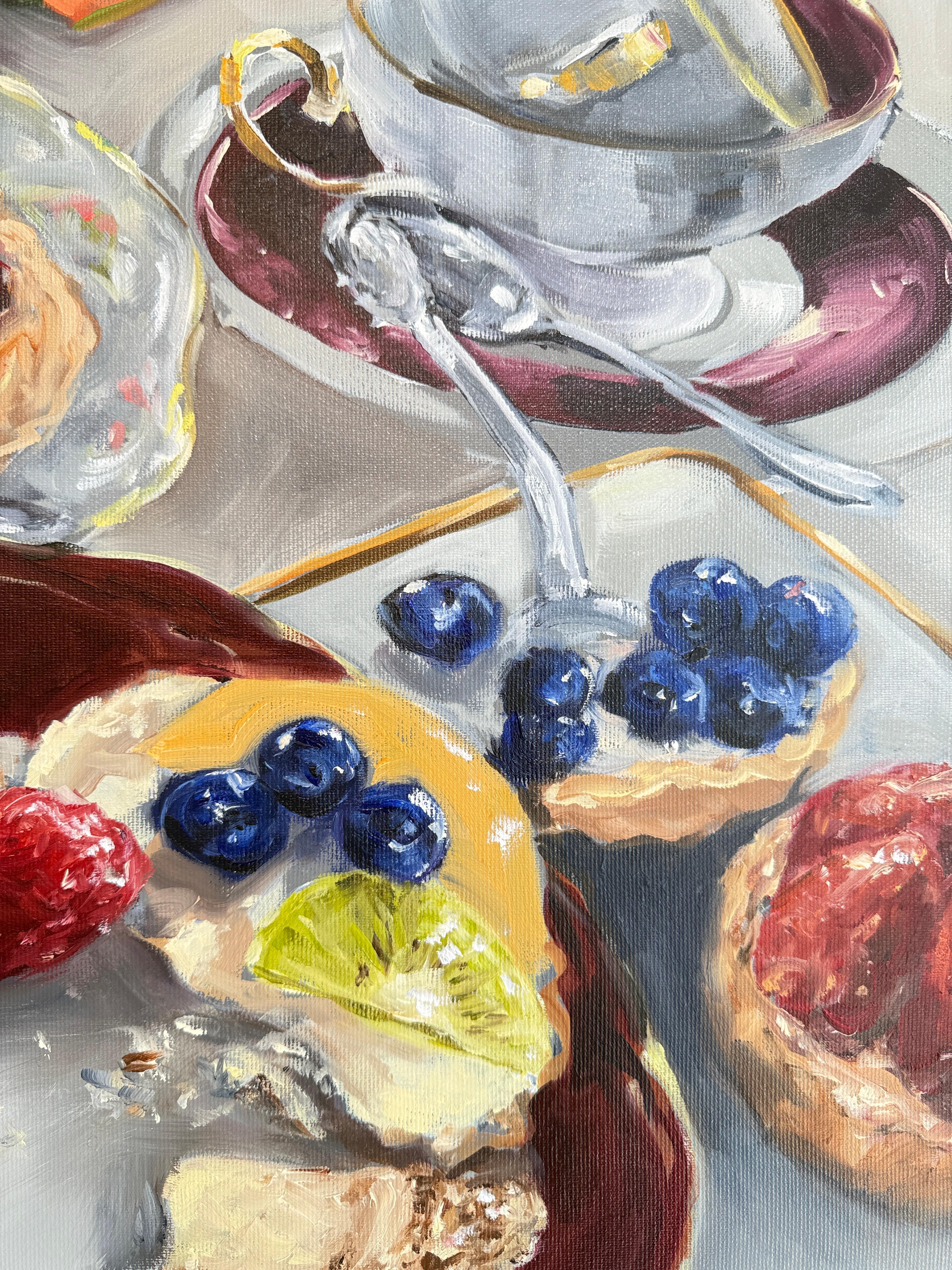 Nach der Party von Anne Böddeker - zeitgenössisches stillleben ölgemälde im Angebot 11