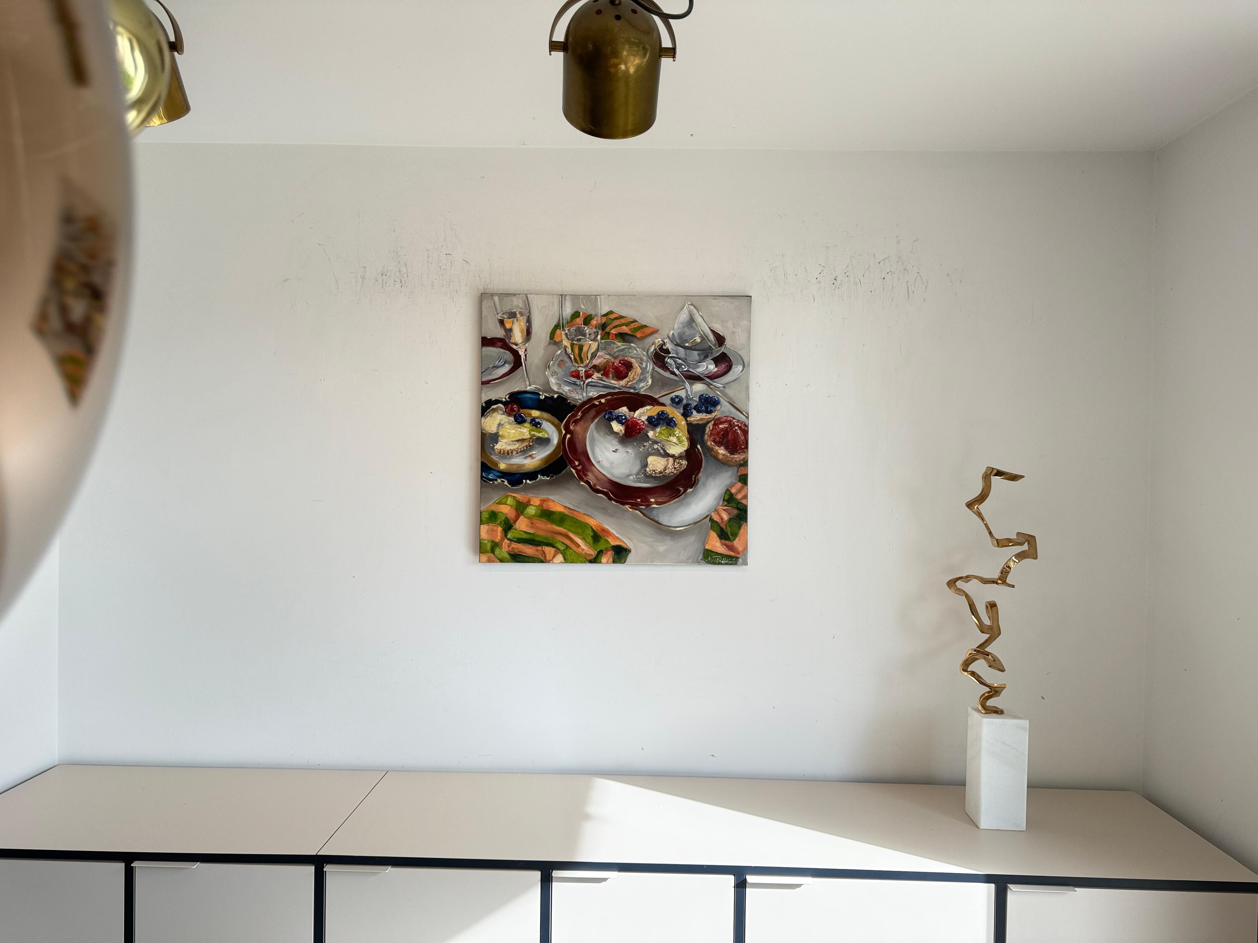 Nach der Party von Anne Böddeker - zeitgenössisches stillleben ölgemälde im Angebot 14