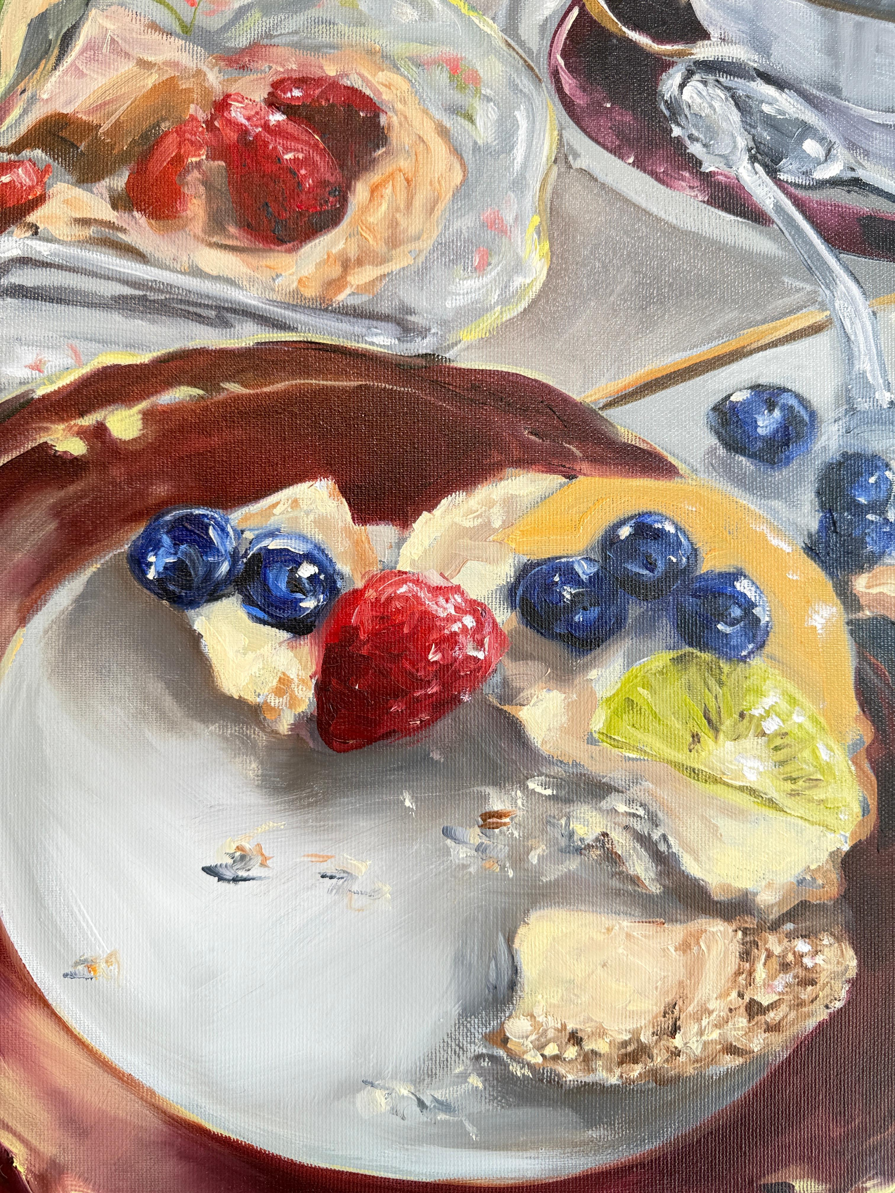 Nach der Party von Anne Böddeker - zeitgenössisches stillleben ölgemälde im Angebot 5