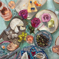 Birthday with my girls by Anne Böddeker - contemporary still life oil painting
