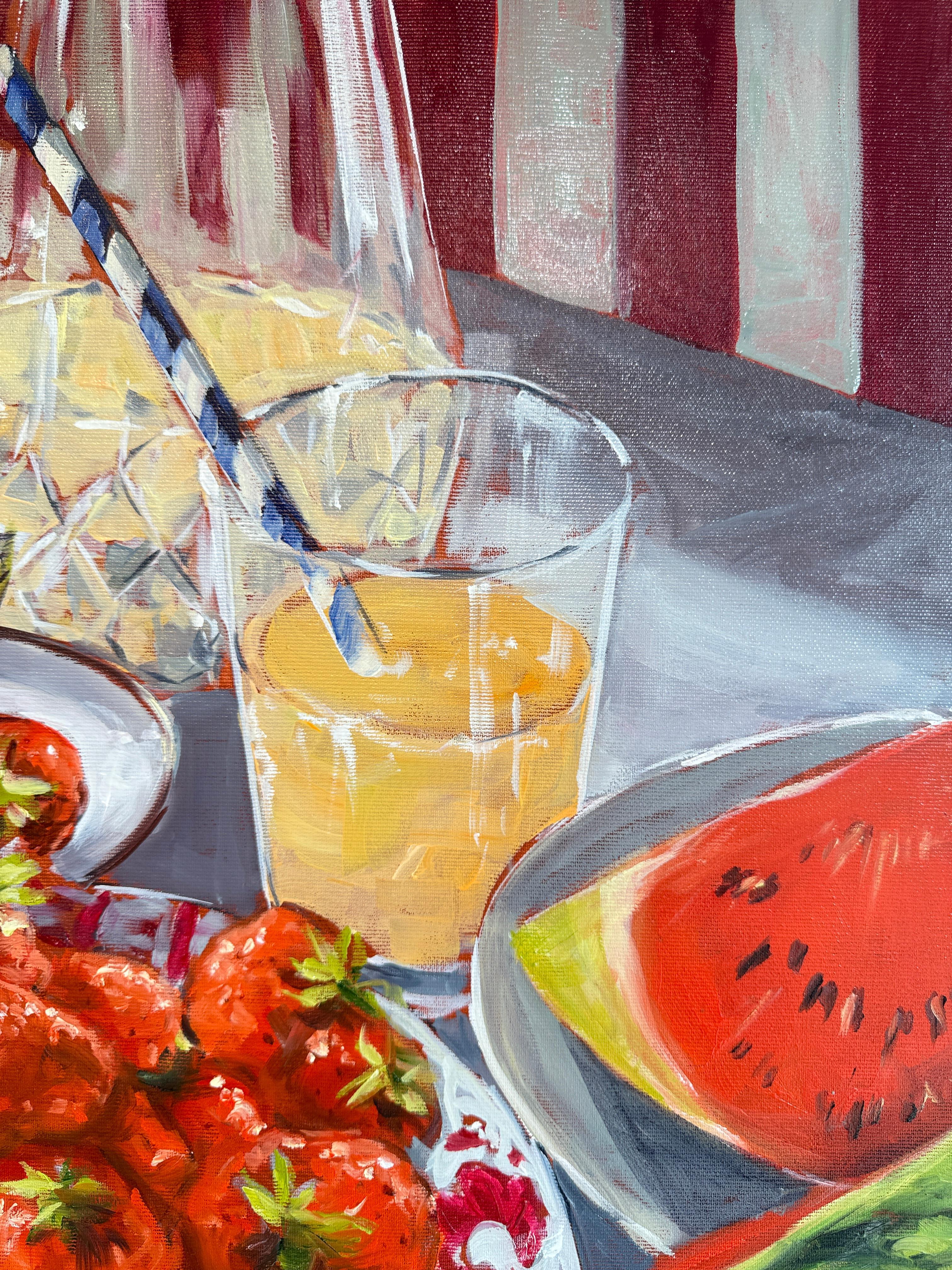 Fauler Sonntagnachmittag von Anne Böddeker - zeitgenössisches stillleben ölgemälde im Angebot 9