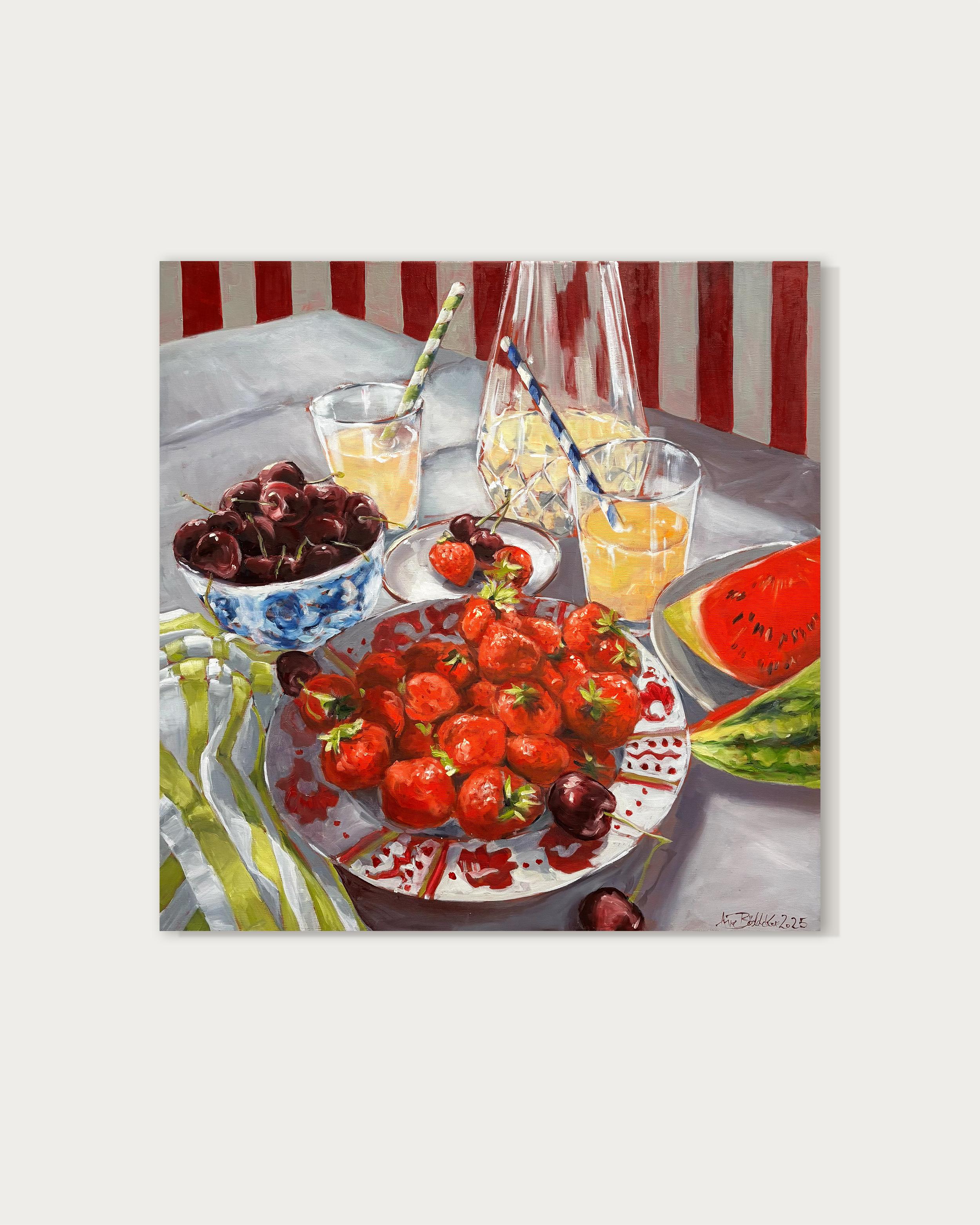 Fauler Sonntagnachmittag von Anne Böddeker - zeitgenössisches stillleben ölgemälde im Angebot 1