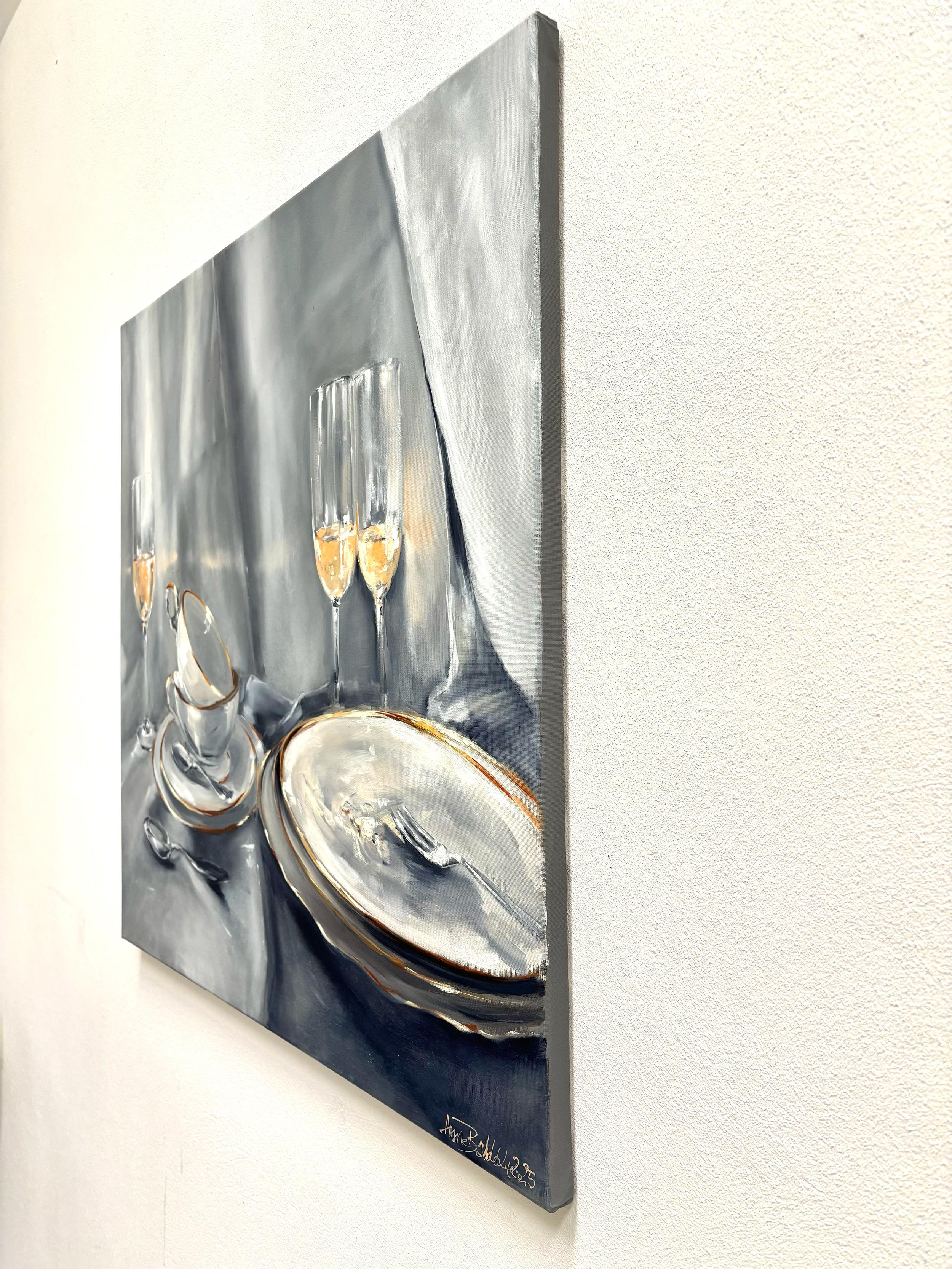 La nuit tombe par Anne Böddeker - nature morte contemporaine scène de table peinture à l'huile en vente 5