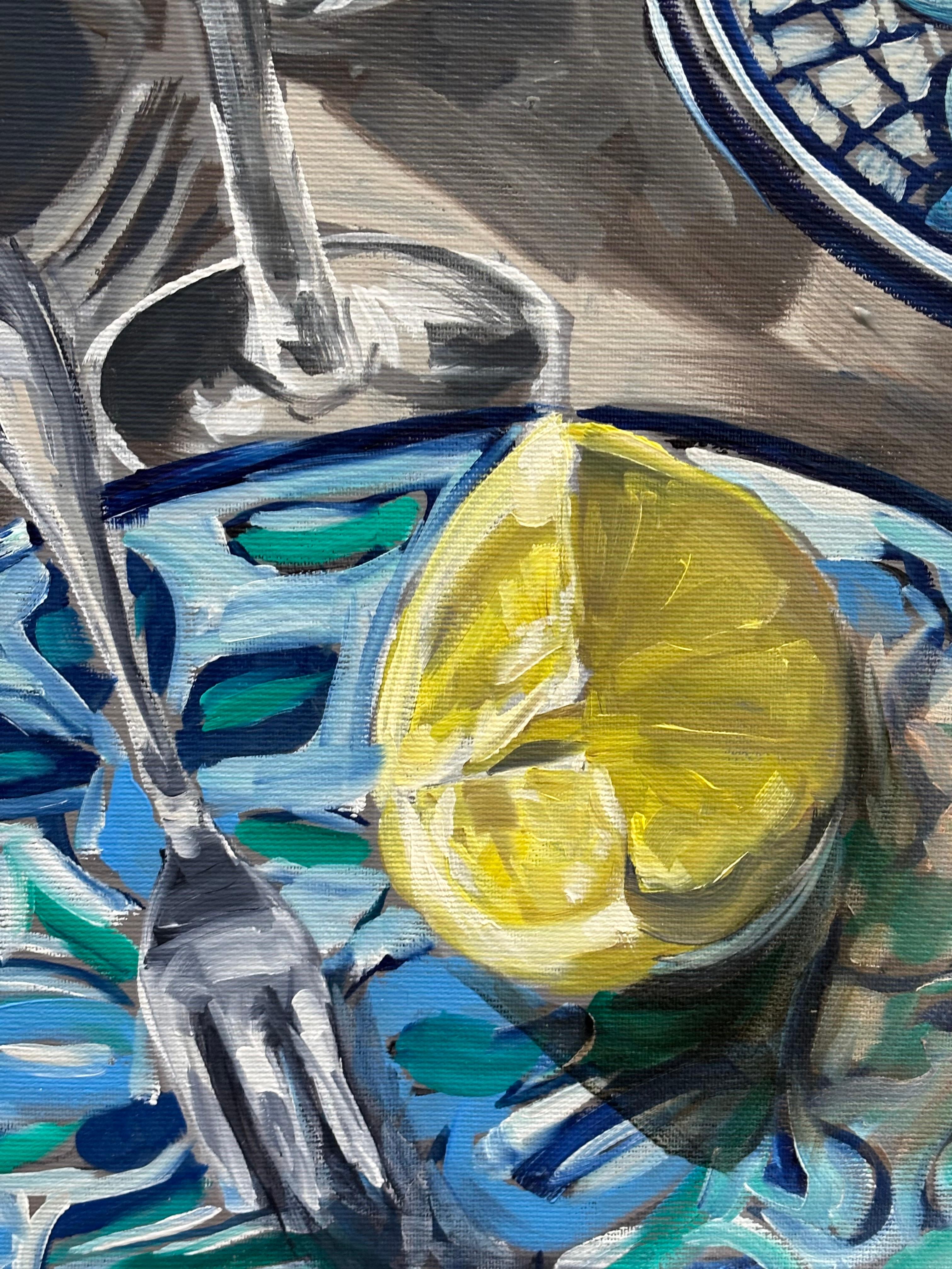 Night out par Anne Böddeker - nature morte contemporaine scène de table peinture à l'huile en vente 3