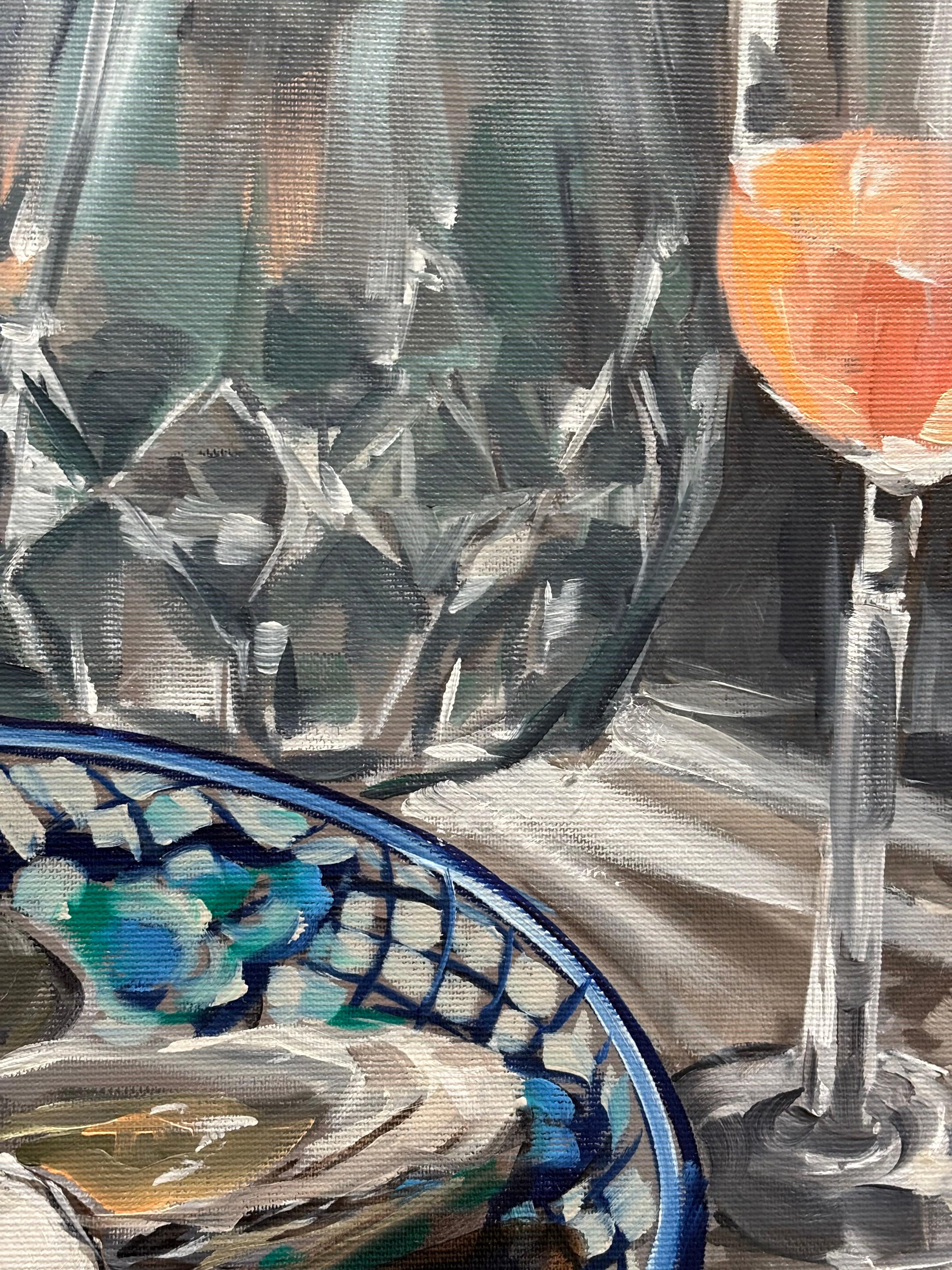 Night out par Anne Böddeker - nature morte contemporaine scène de table peinture à l'huile en vente 8