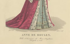 Anne Boleyn, Queen of England - Gravure coloriée à la main, vers 1900