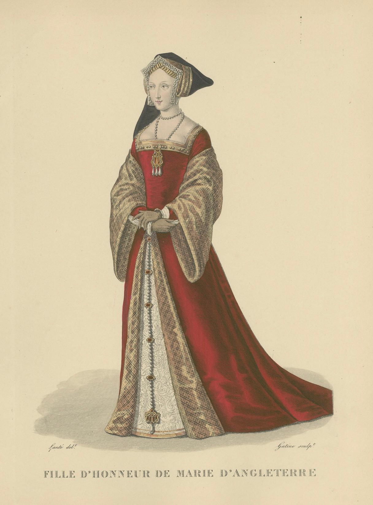 Anne Boleyn, Königin von England - Handkolorierter Kupferstich, ca. 1900

Eleganter handkolorierter Kupferstich von Anne Boleyn (ca. 1501-1536), Königin von England und zweite Frau von König Heinrich VIII. Sie trägt ein reich gemustertes,