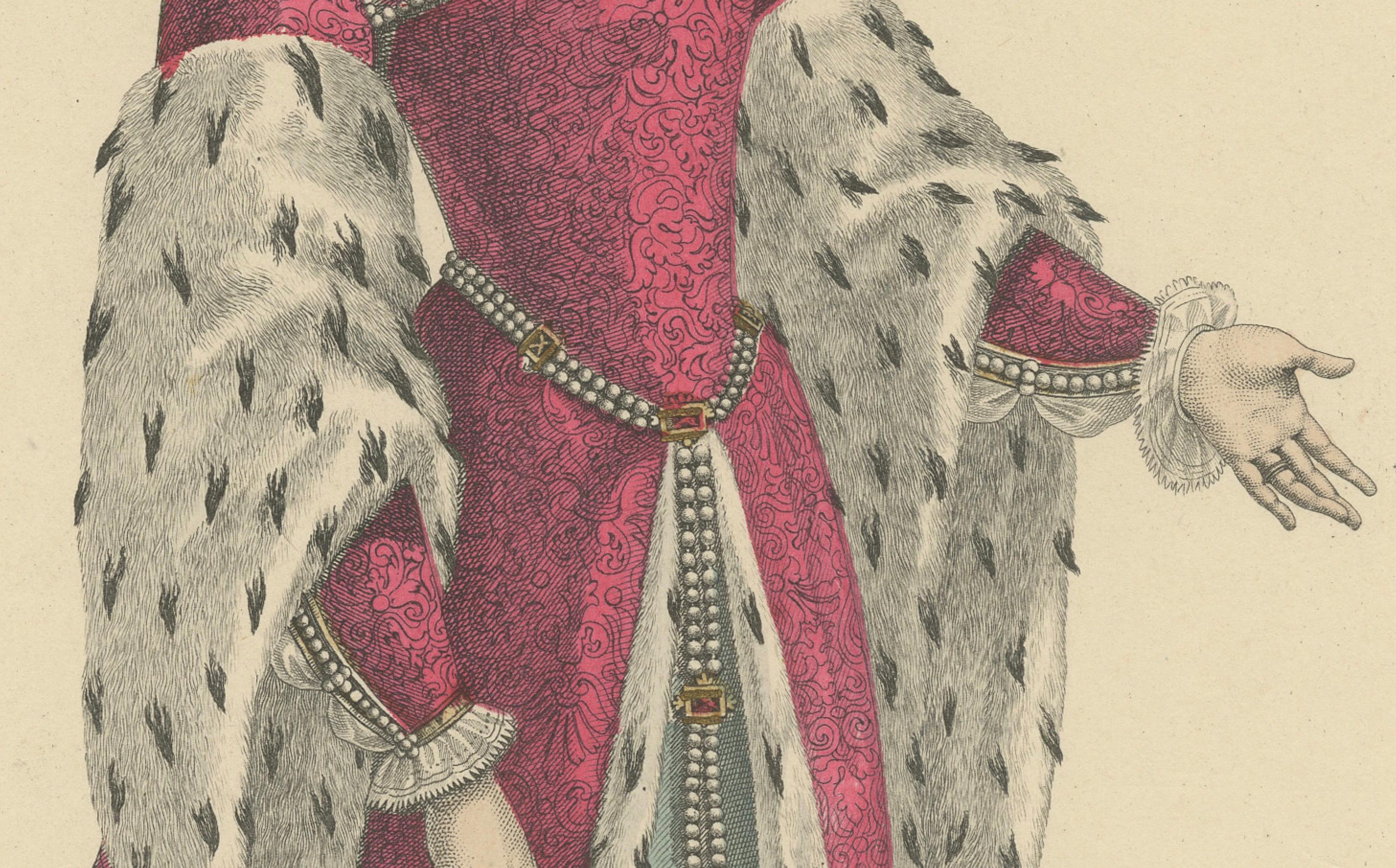 Anne Boleyn, Königin von England - Handkolorierter Kupferstich, ca. 1900 (Französisch) im Angebot