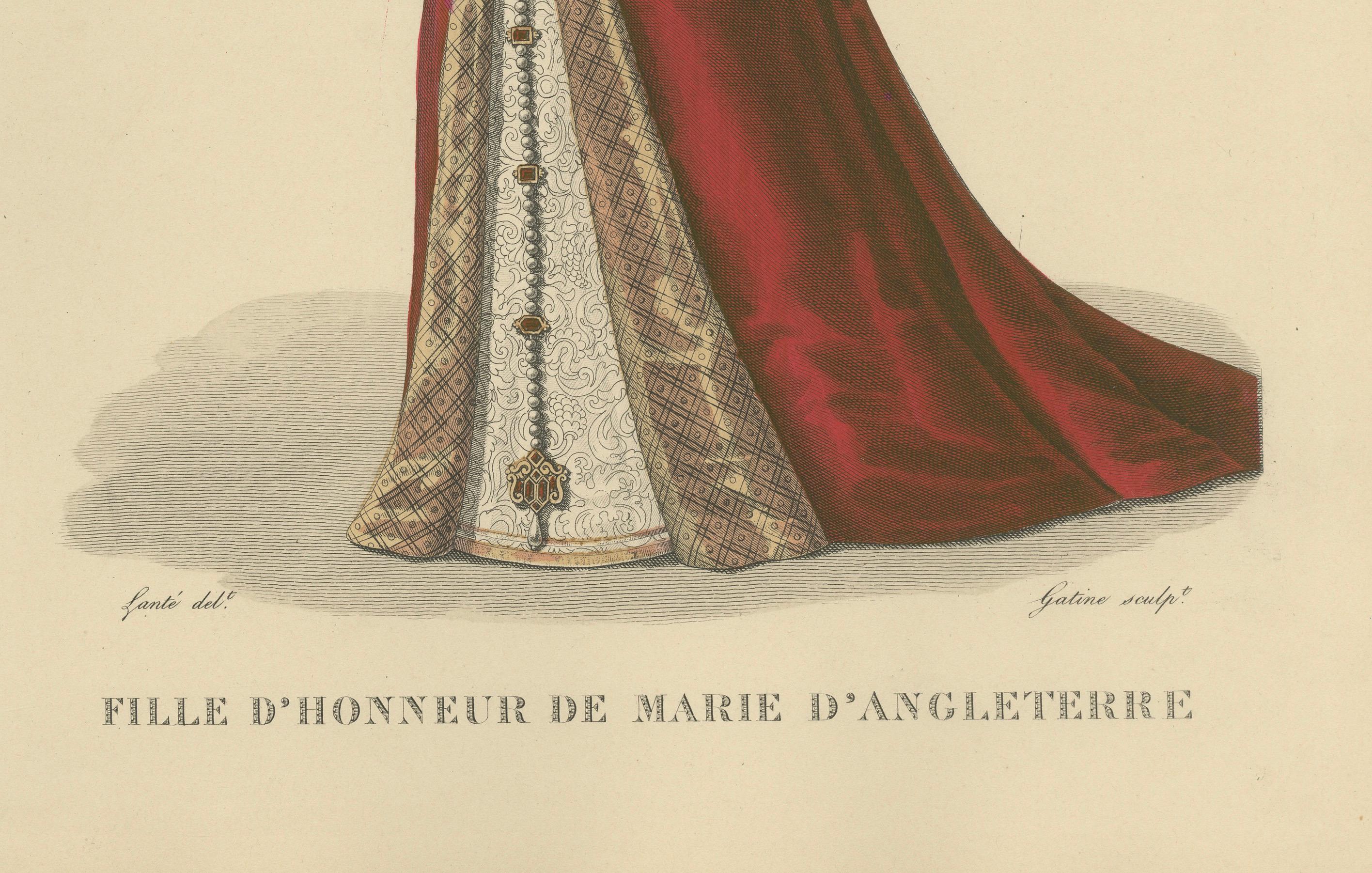 Anne Boleyn, Königin von England - Handkolorierter Kupferstich, ca. 1900 (Französisch) im Angebot