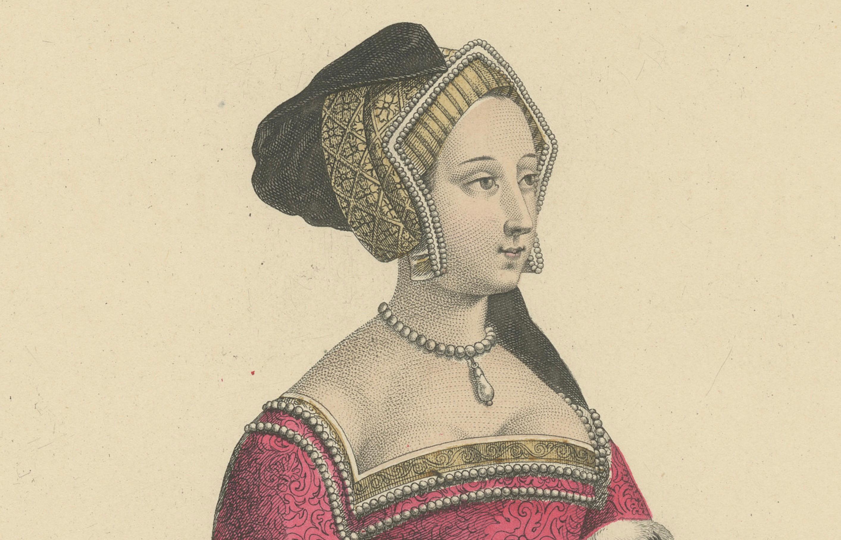 Anne Boleyn, Königin von England - Handkolorierter Kupferstich, ca. 1900 im Zustand „Gut“ im Angebot in Langweer, NL