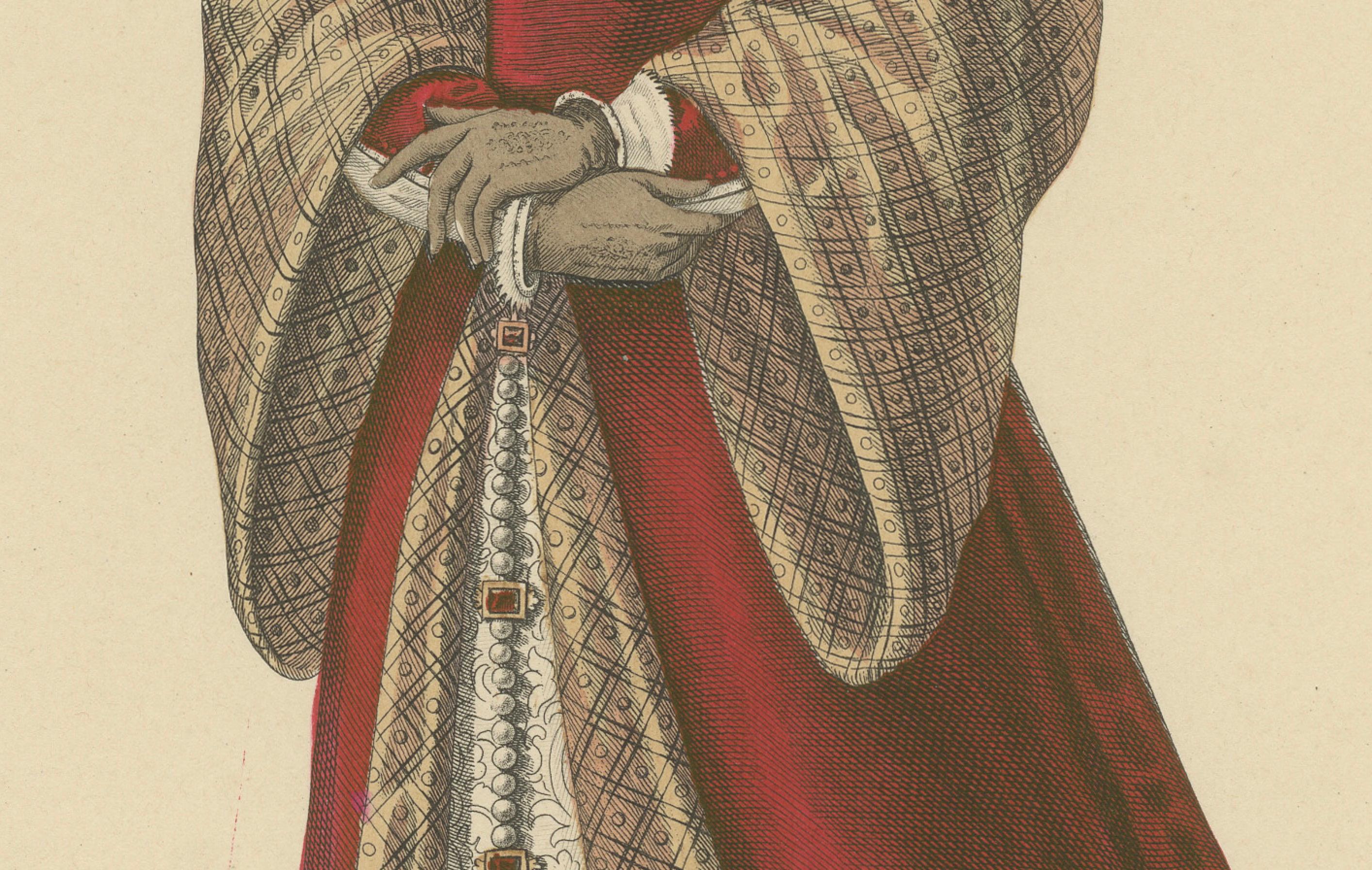 Anne Boleyn, Königin von England - Handkolorierter Kupferstich, ca. 1900 im Zustand „Gut“ im Angebot in Langweer, NL