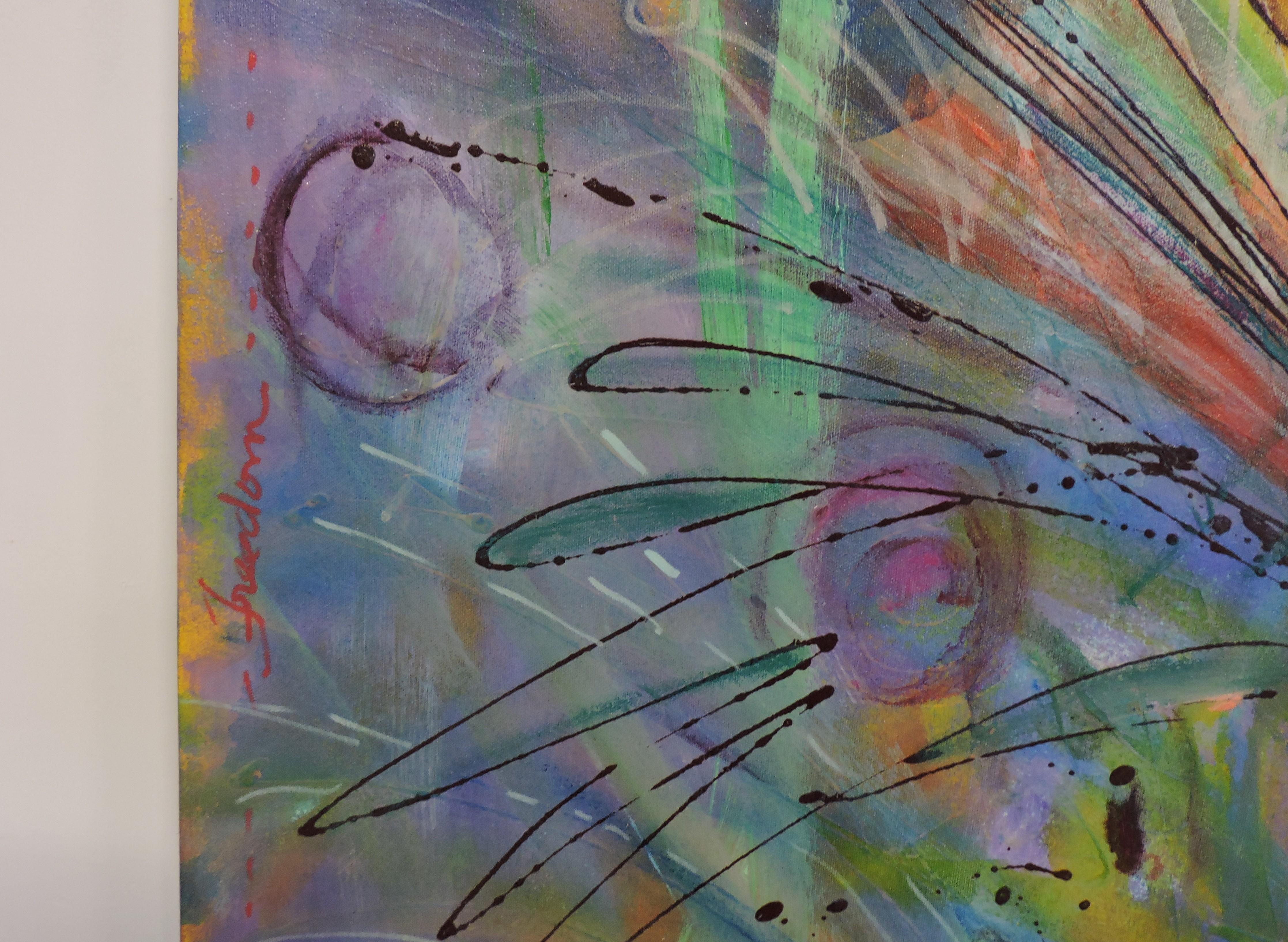 Tela Anne Boysen Pittura astratta moderna di grandi dimensioni Celebration II Acrilico su tela in vendita