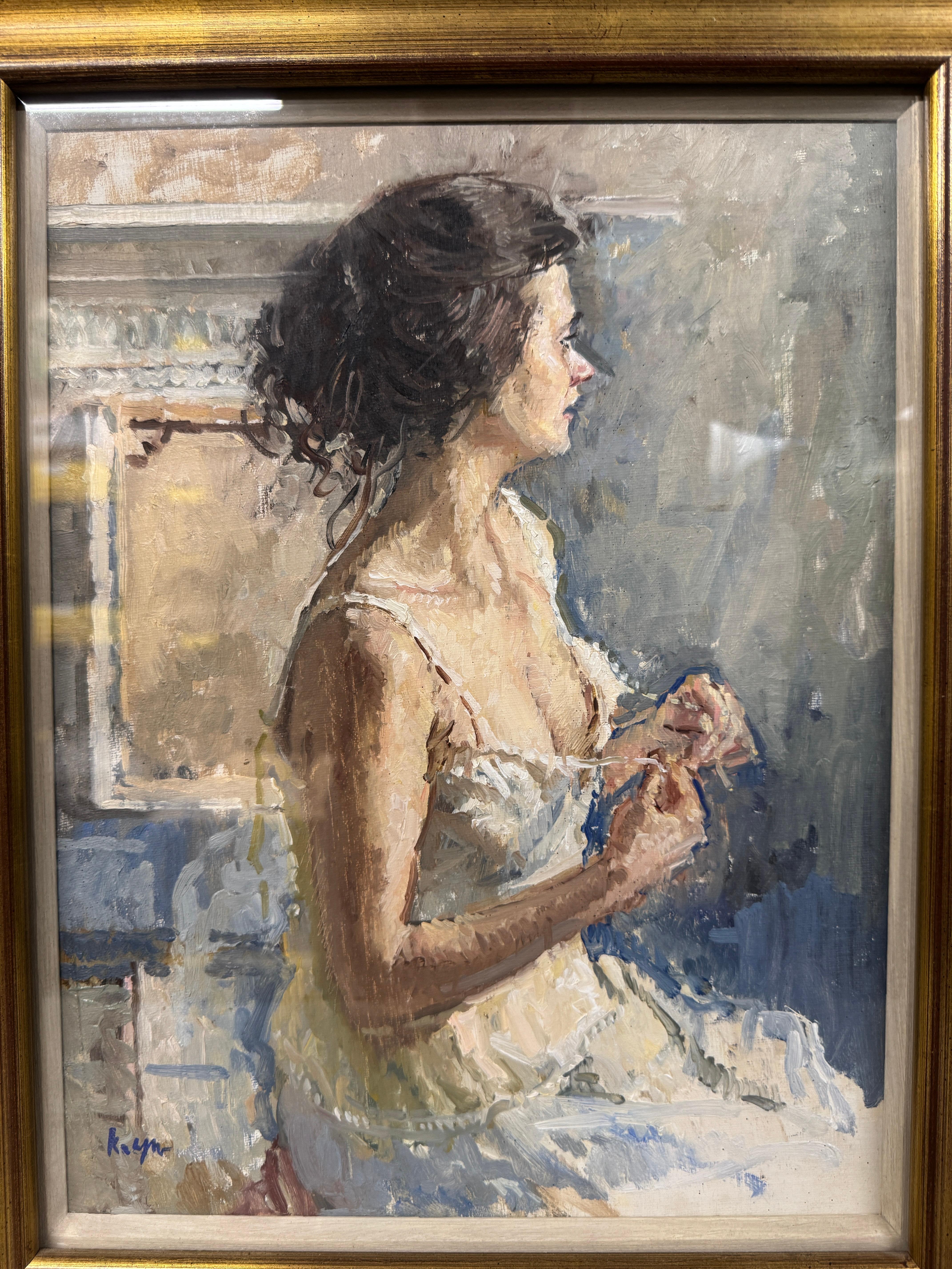 Peter Kuhfeld (b. 1952)
'ANNE' - see exhibition label on rear                          
Signed 'Kuhfeld' (bottom left)
oil on canvas
Frame size 17 x 14 x 2 inches, glazed


Peter Kuhfeld (born 4 March 1952) is an English figurative painter known for