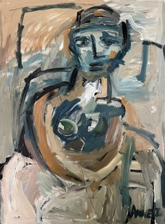 Abstract Expressionist Female Portrait Inspired by Willem de Kooning