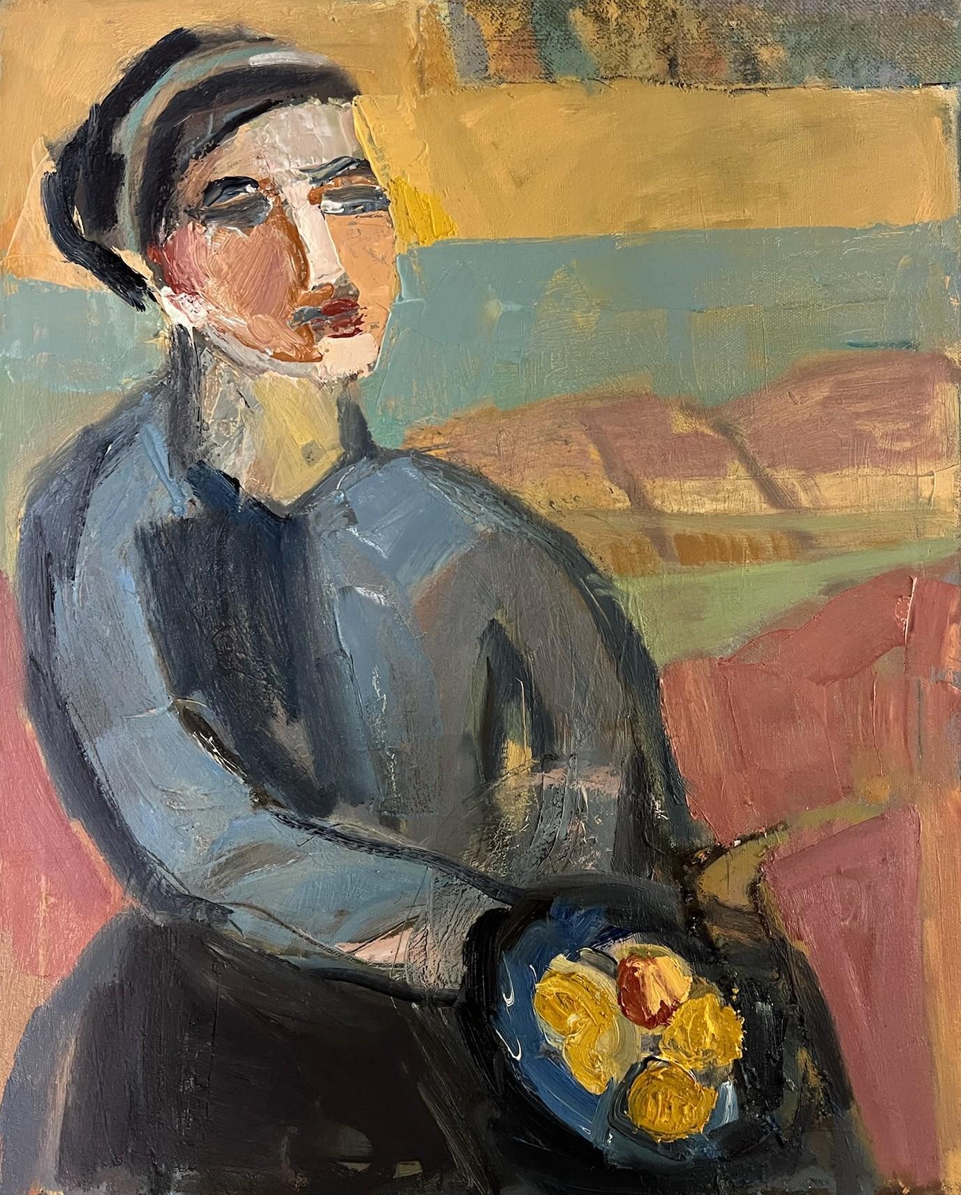 Anne Darby Parker Figurative Painting - Contemporary Figurative Oil Collage Painting Inspired by Vanessa Bell