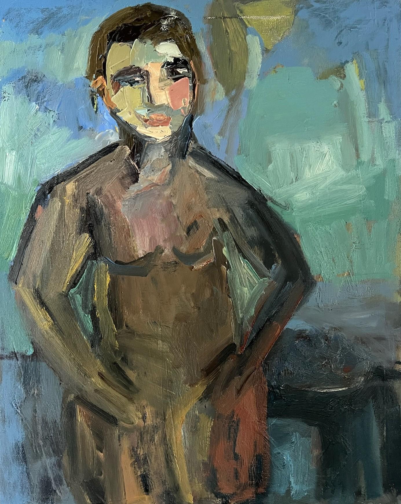 Contemporary Oil Painting After Cézanne Bather Figurative Artwork