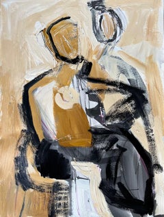 Duo by Anne Darby Parker, Contemporary Cubist Figure Oil on Paper