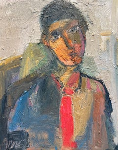 Man With Red Tie by Anne Darby Parker, Contemporary Cubist Figure