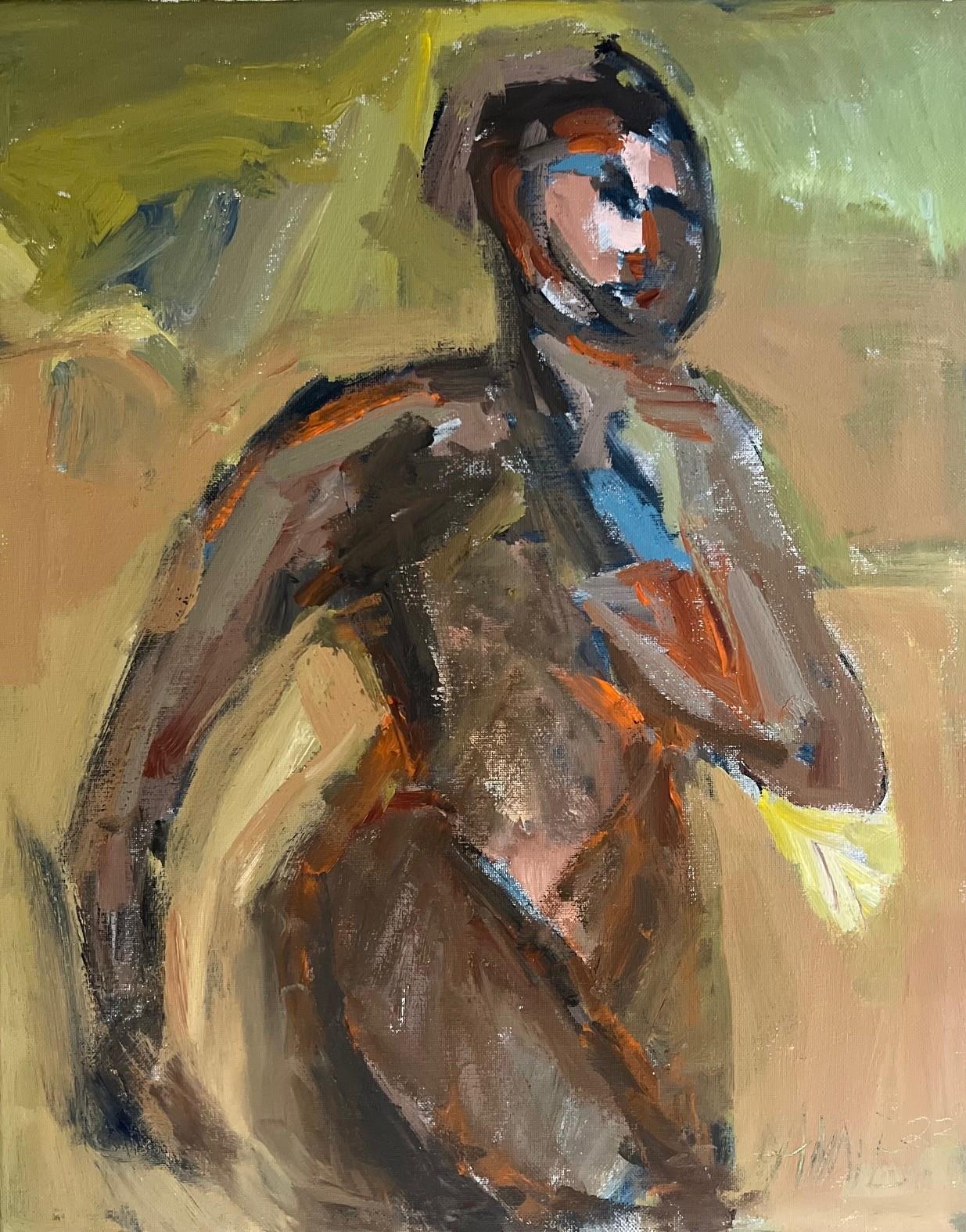 Primal Movement by Anne Darby Parker, Contemporary Cubist Figure Oil on Canvas
