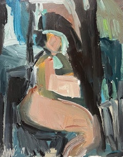Enraizado en uno mismo I de Anne Darby Parker, Figura cubista contemporánea Óleo sobre lienzo