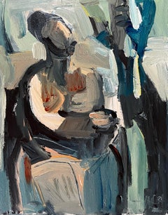 Rooted in Self II di Anne Darby Parker, figura cubista contemporanea olio su tela