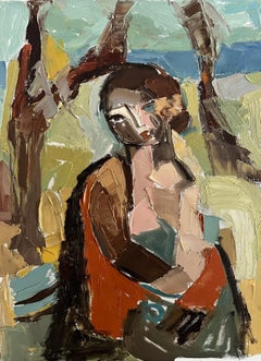 Small Figurative Oil Painting Inspired by Picasso and Cézanne