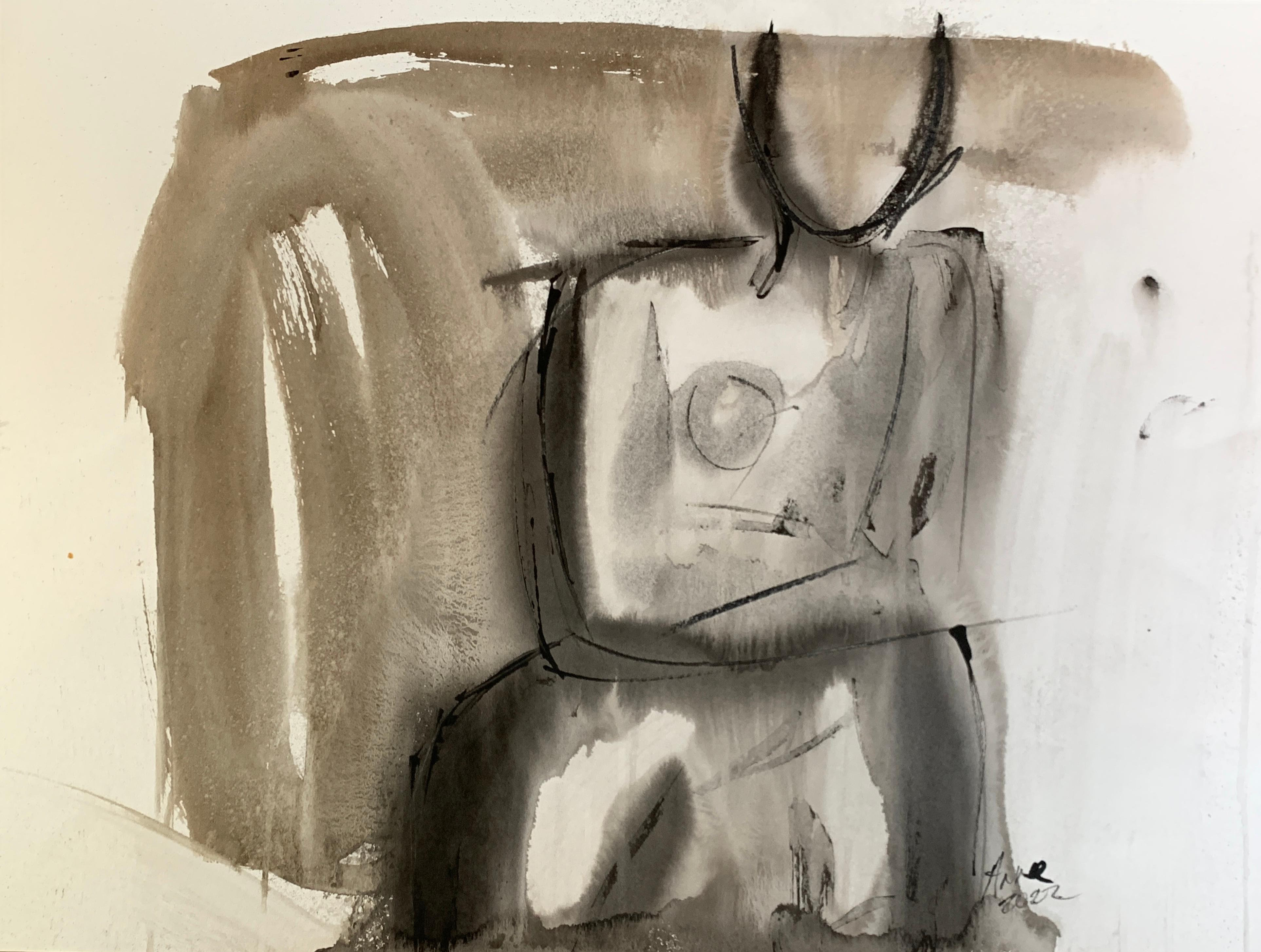 Walnut Ink and Figure by Anne Darby Parker, Contemporary Figure ink on paper
