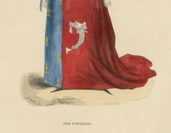 Anne d'Auvergne: Nobility in Heraldic Robes, Hand-colored in 1847