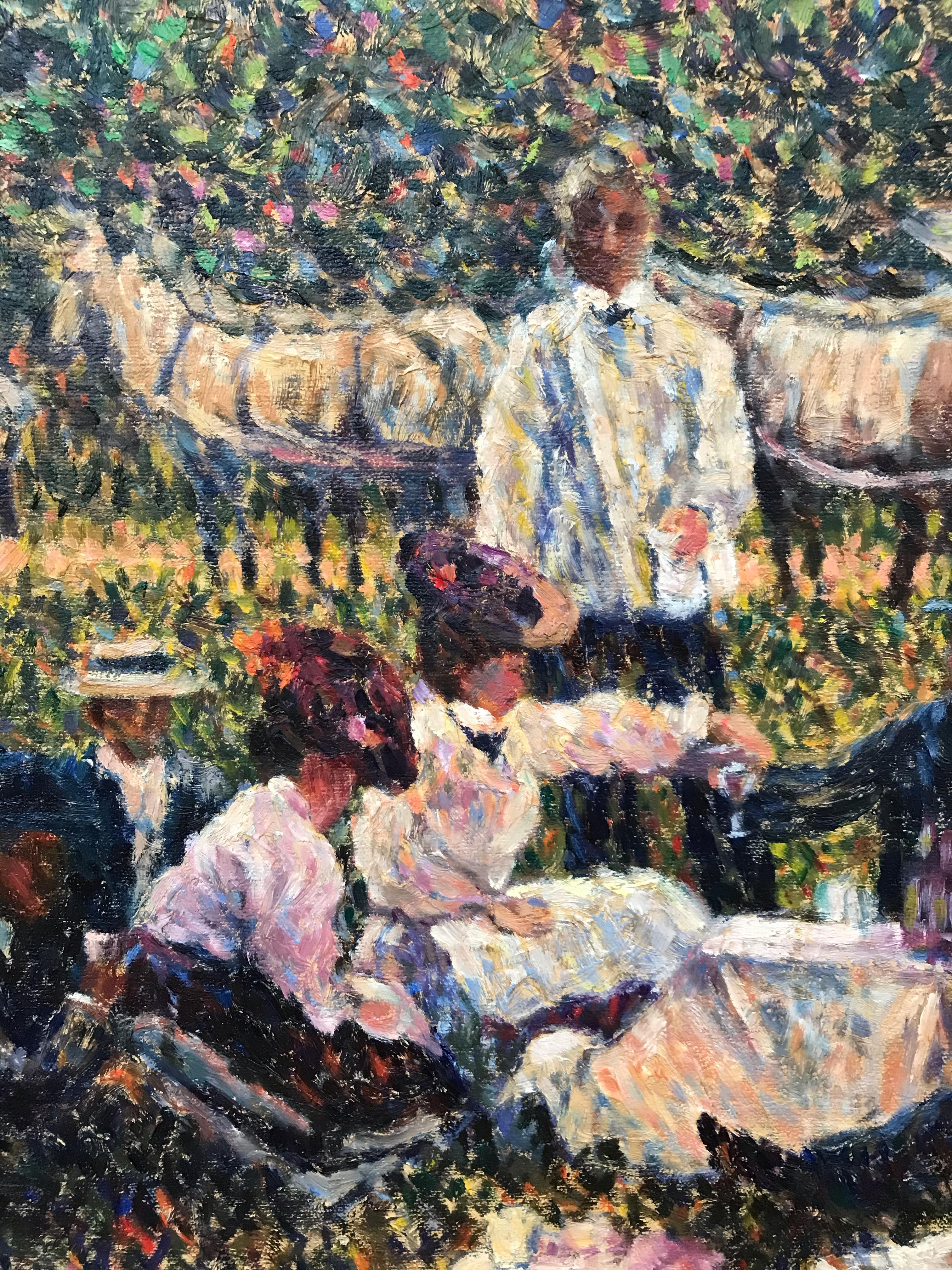 Lunch On The Grass – Postimpressionistisches Gemälde (Post-Impressionismus), Painting, von Anne de Saeger