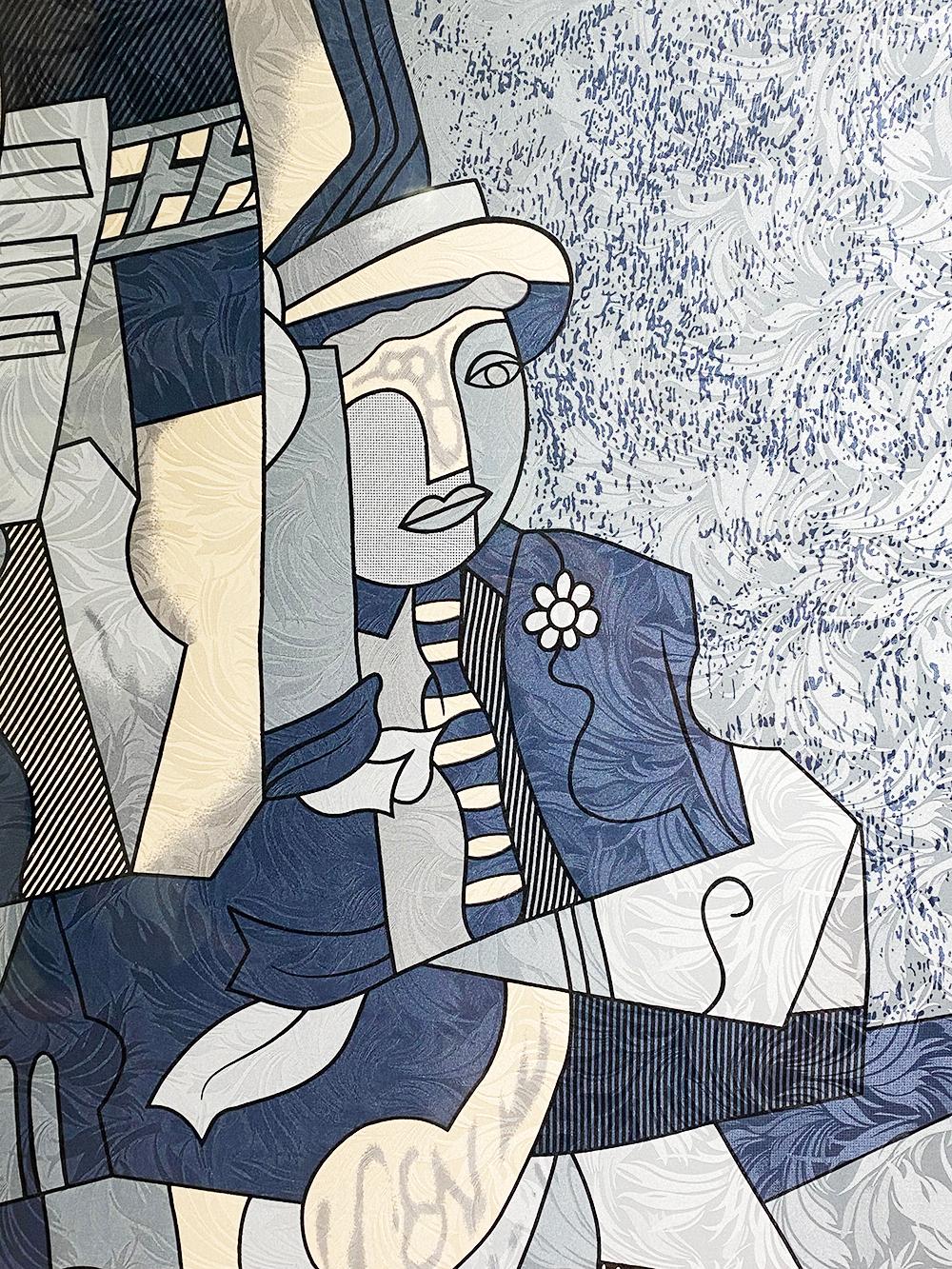 Anne De Sevil Figurative Framed Silk Scarf in the Style of Pablo Picasso, France For Sale 1