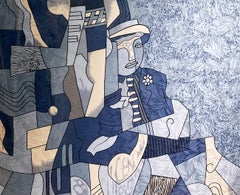 Anne De Sevil Figurative Framed Silk Scarf in the Style of Pablo Picasso, France