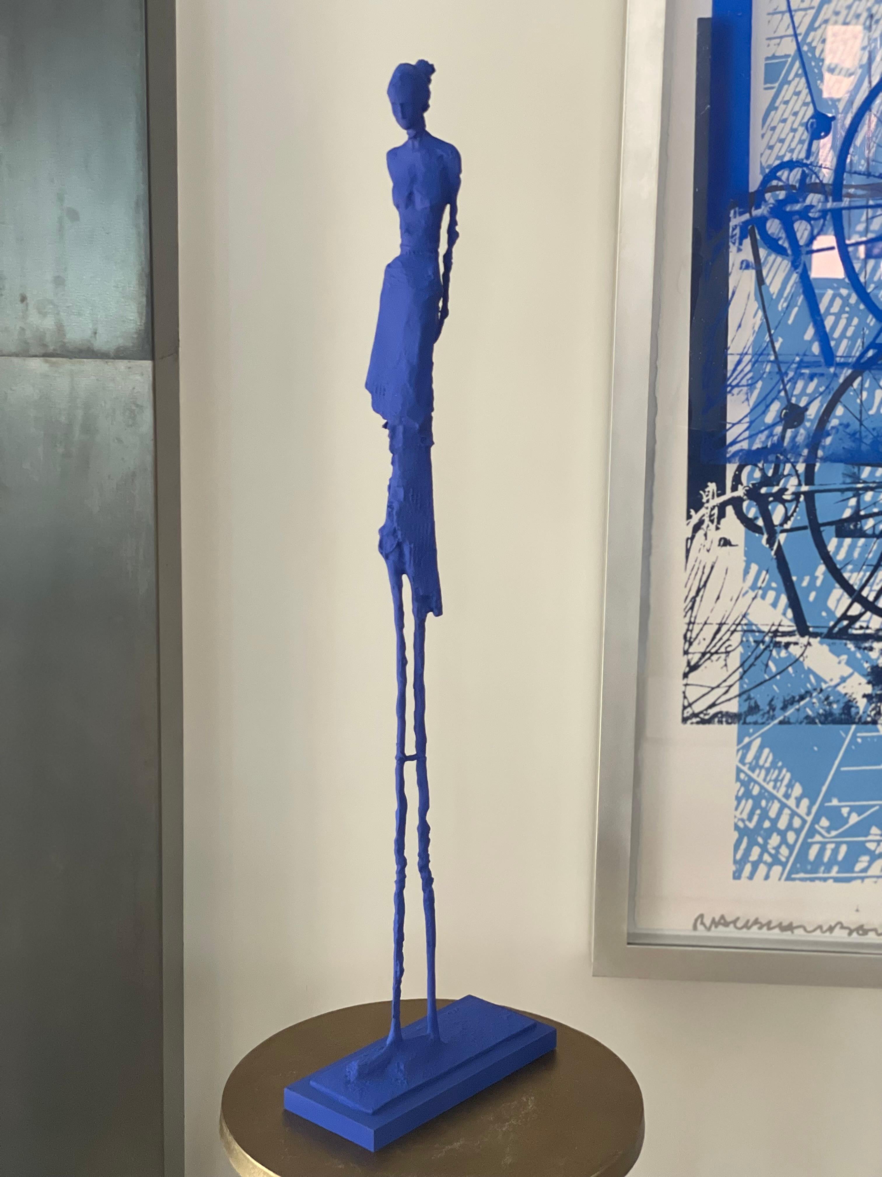 Anne de Villeméjane Figurative Sculpture - Walking Woman (Petite Bleu)