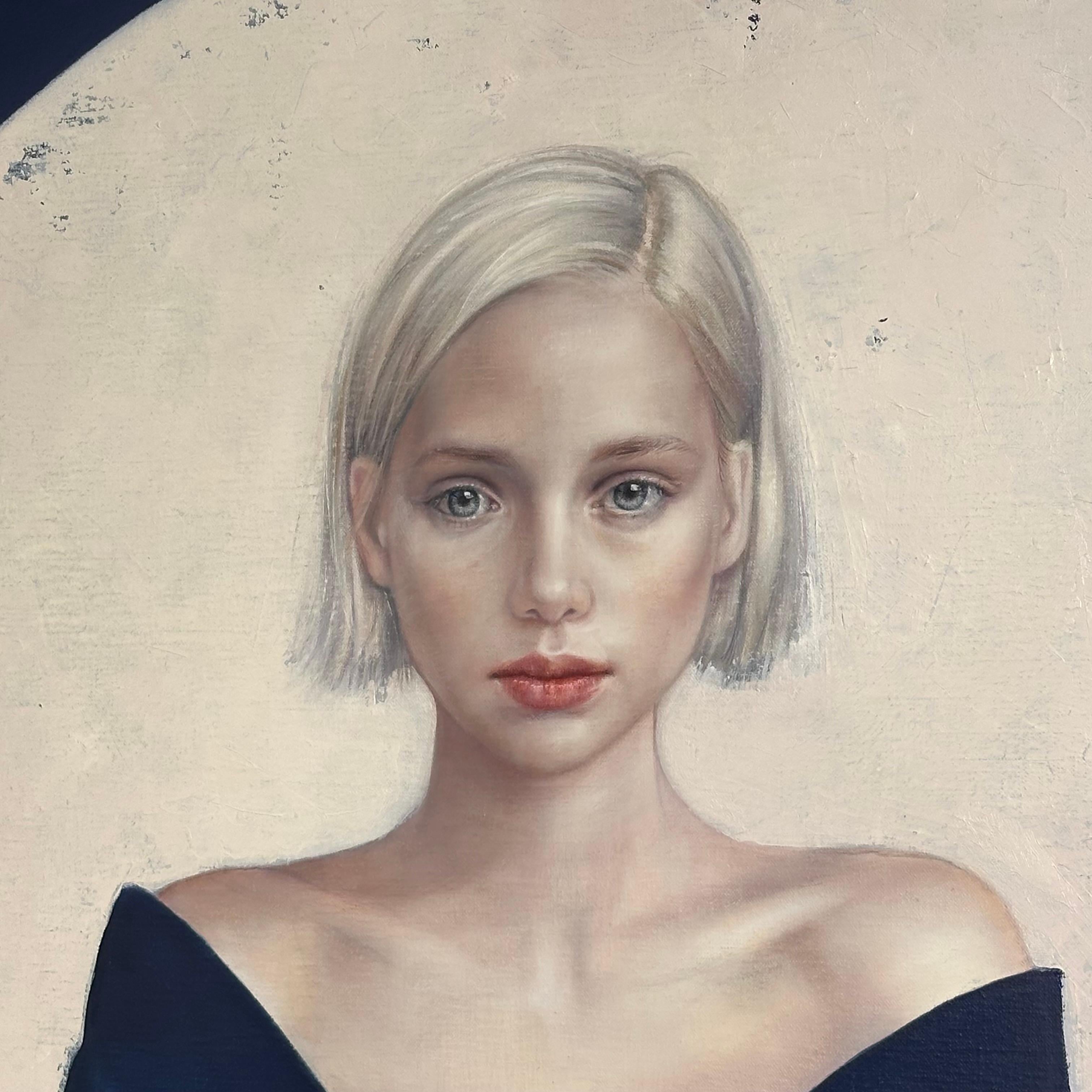 Nuit Bleue (Schwarz), Portrait Painting, von Anne Dewailly