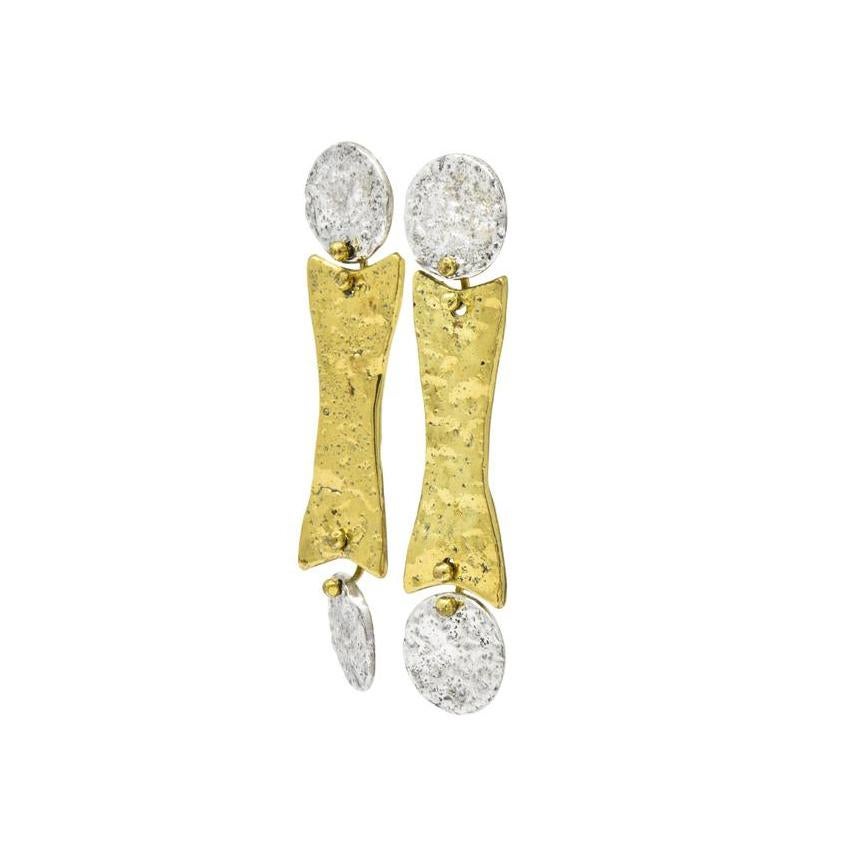 Modernist Anne Dick Vintage Sterling Silver Brutalist Link Necklace Earring Set circa 1970